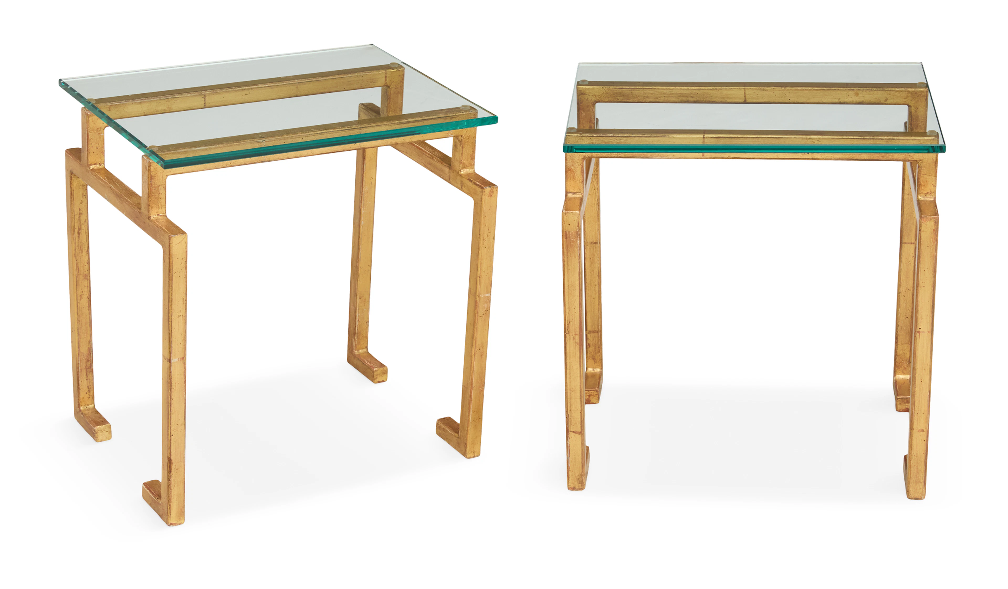 Pair of French Gilt-Metal and Plate-Glass Side Tables