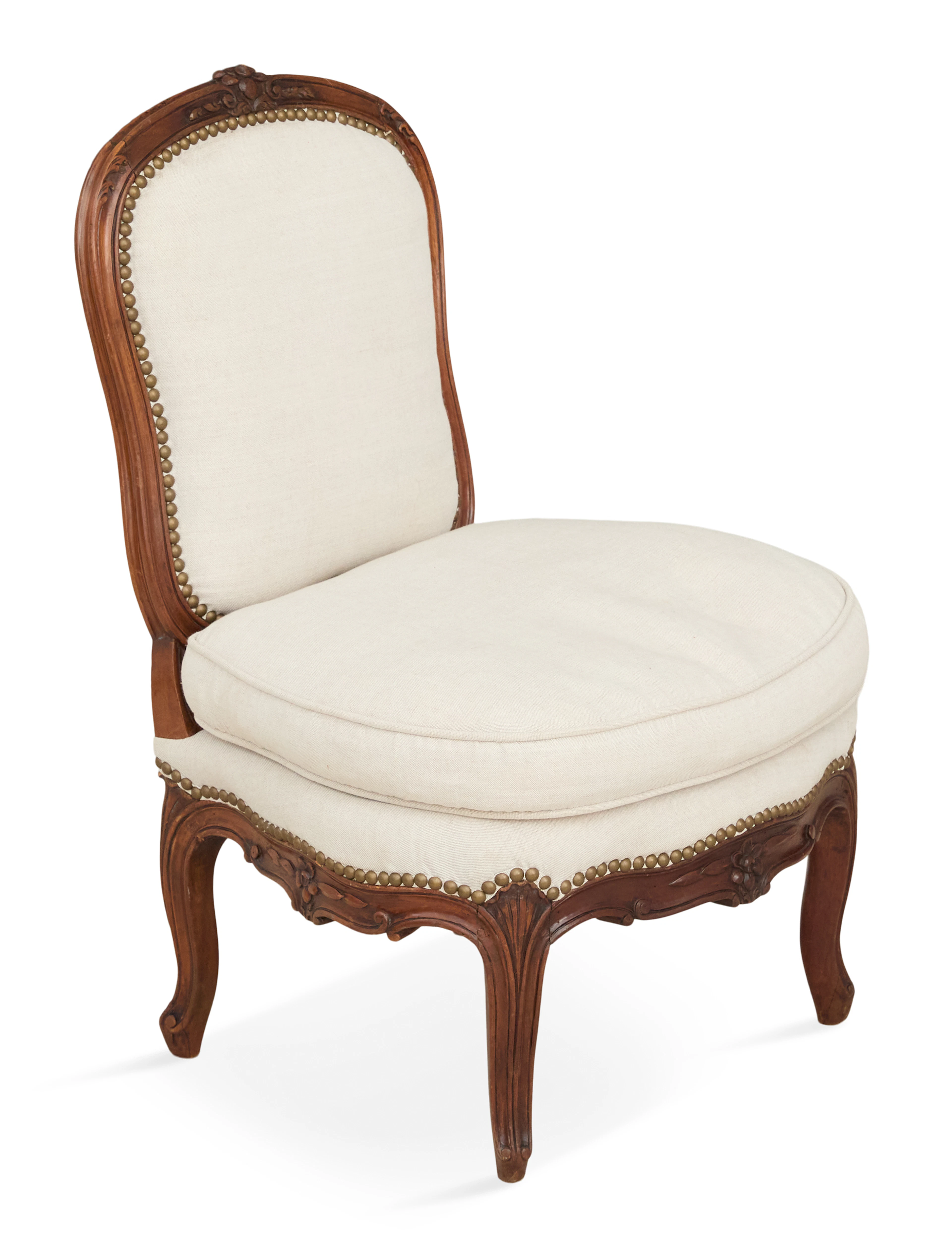 Signed Provincial Louis XV Walnut Slipper Chair