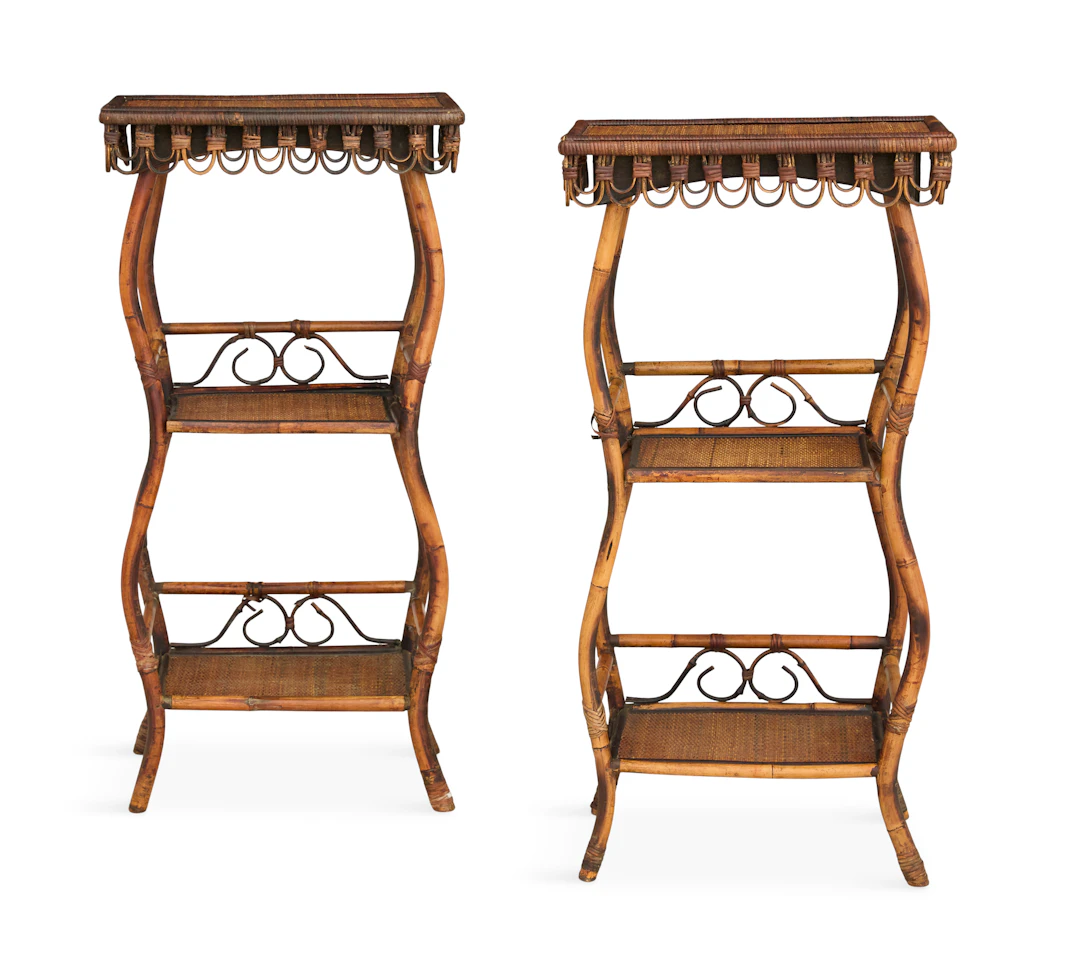 Pair of Anglo-Indian Bamboo Side Tables/Etageres