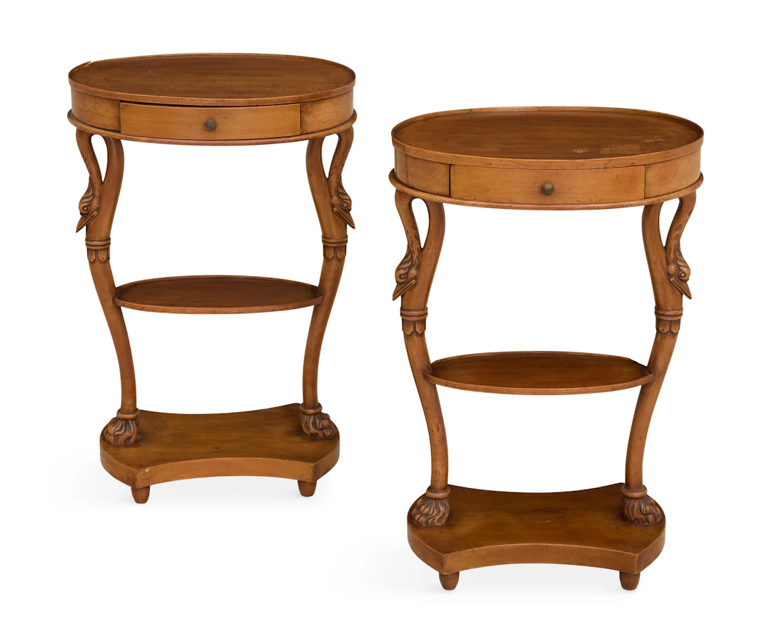 Pair of Biedermeier-Style Fruitwood Occasional Tables