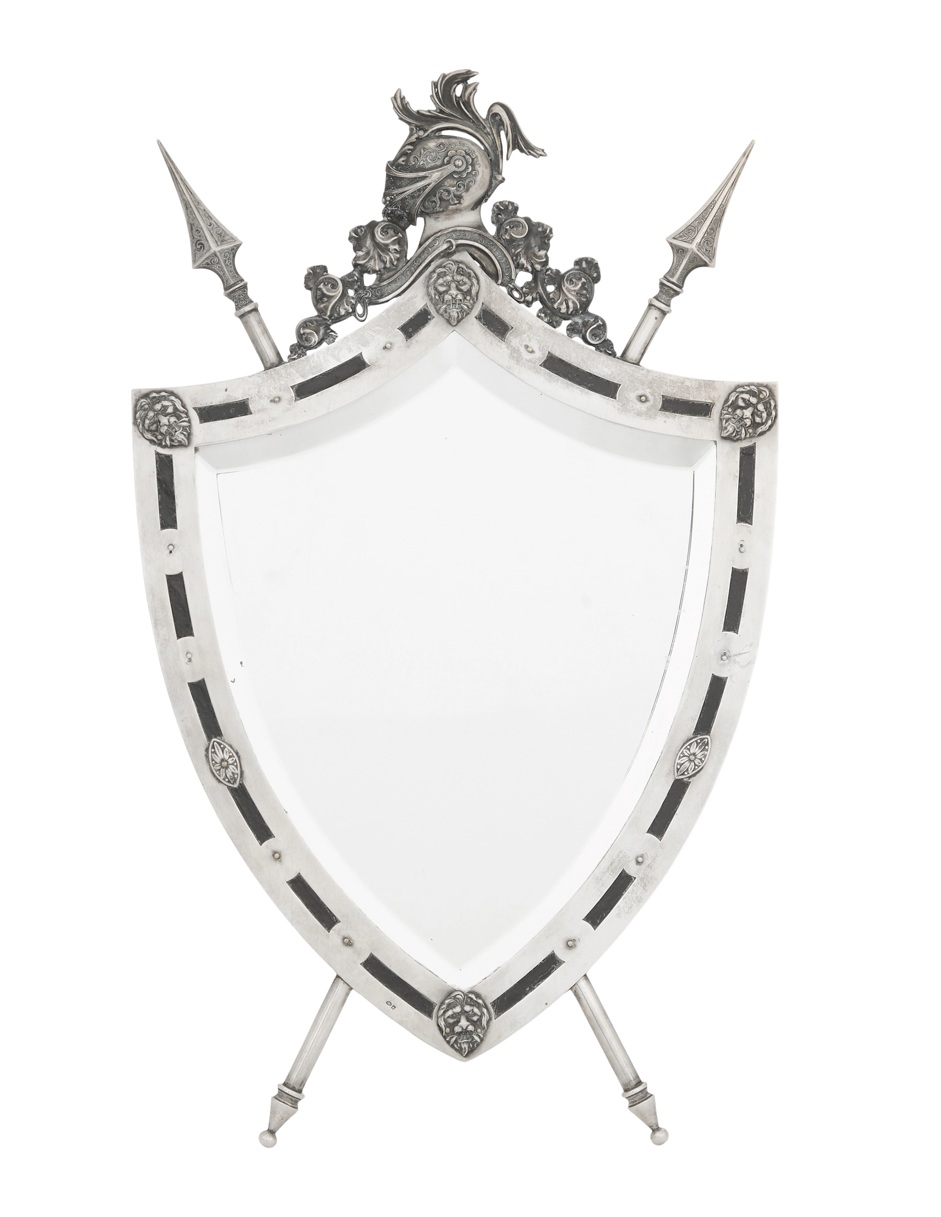 Unusual Portuguese Silver-Mounted Rosewood Table Mirror