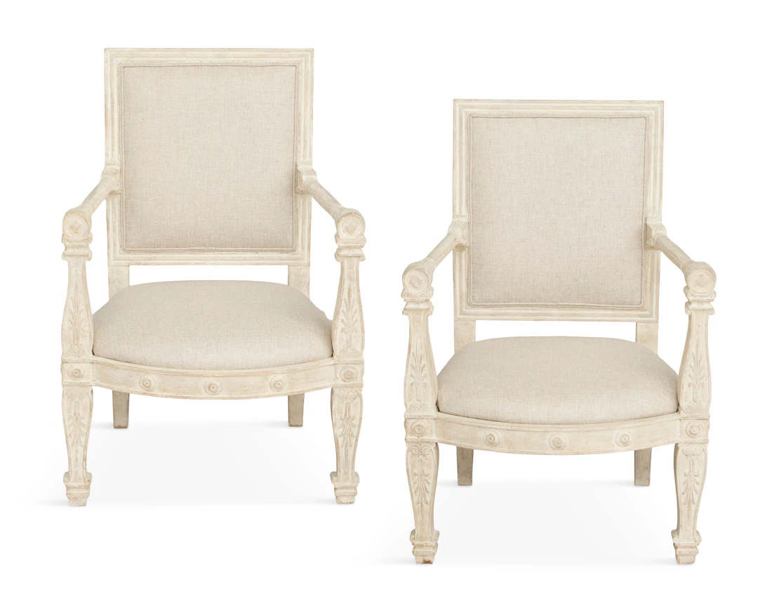Pair of French Painted Fauteuils