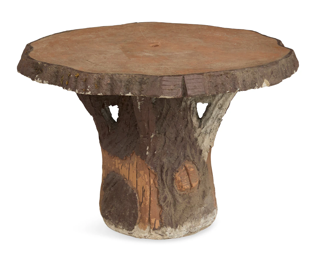 "Rustic" Faux Bois Molded Stone Garden Table