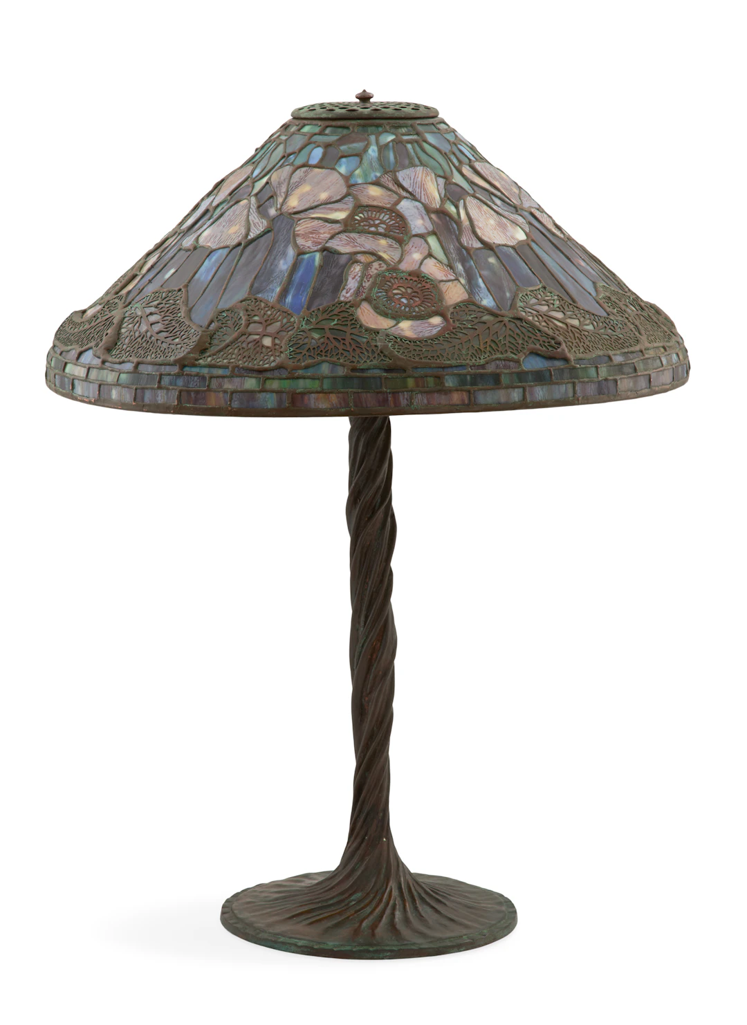 Leaded Glass and Bronze "Poppy" Table Lamp