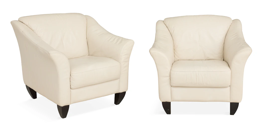 Pair of Large Mid-Century-Modern-Style Leather Club Chairs