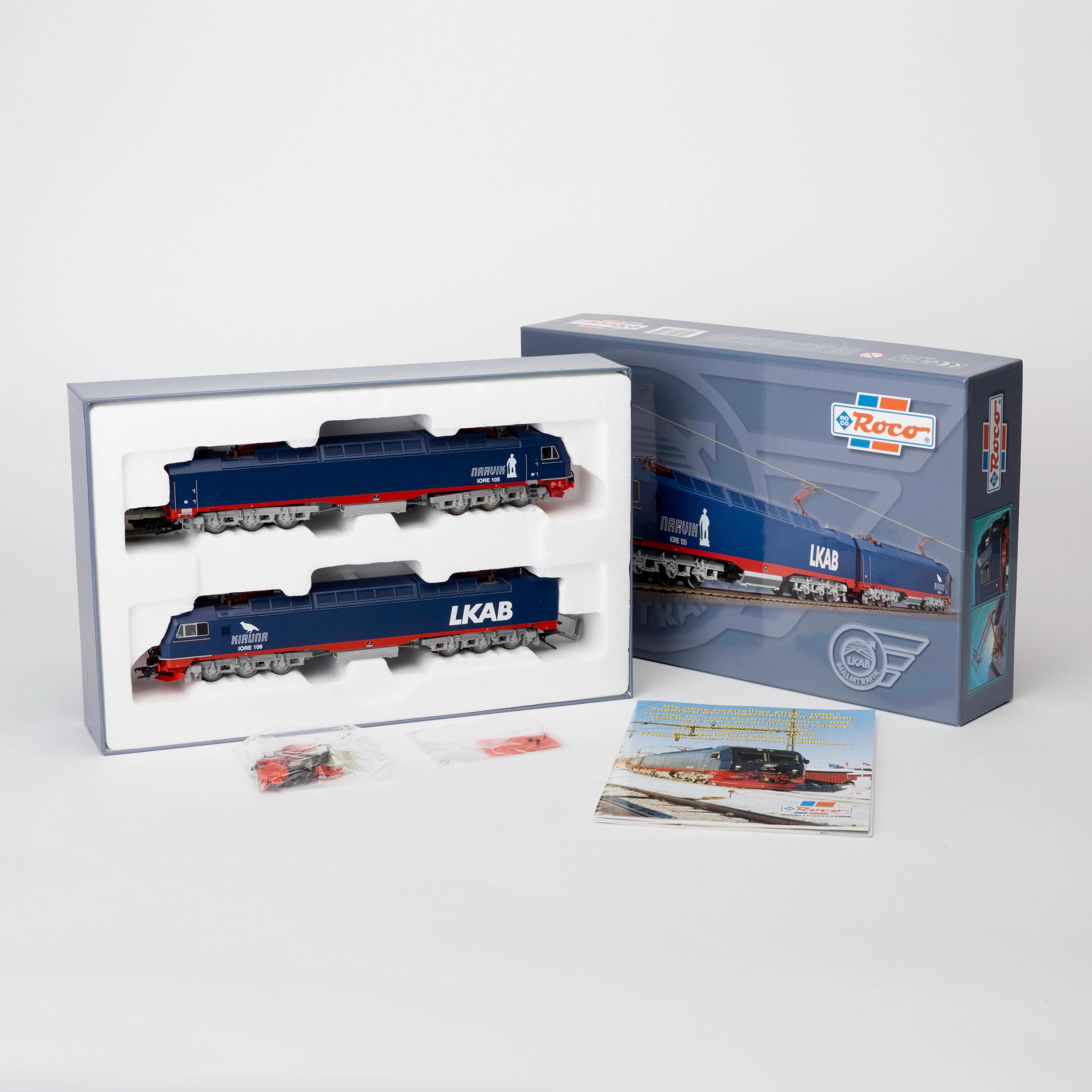 ROCO för MÄRKLIN.system 69752 LKAB:s malmlok NARVIK IORE 105 och KIRUNA