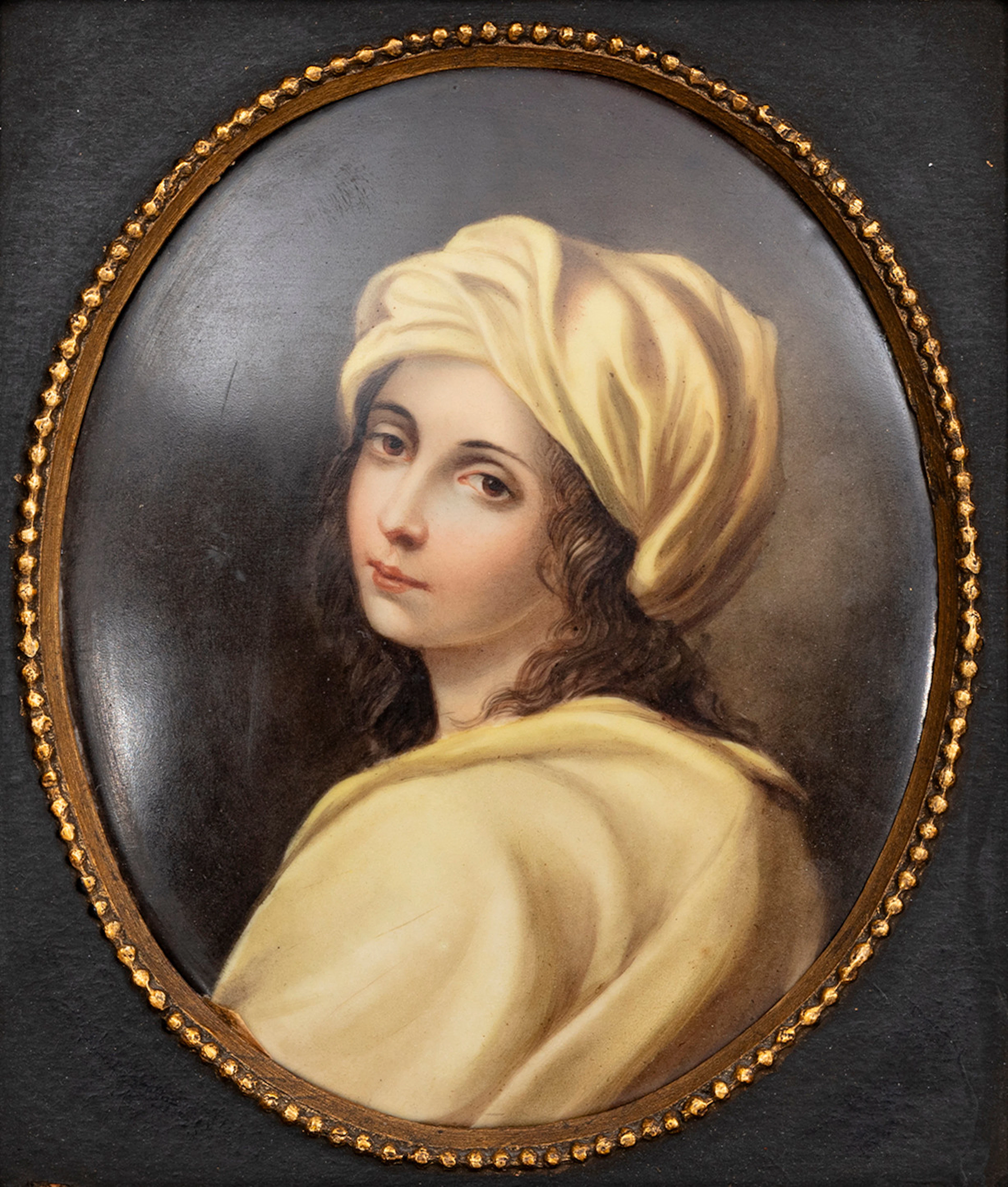 GUIDO RENI. EFTER. Porträtt föreställande Beatrice Cenci, porslinsmålning