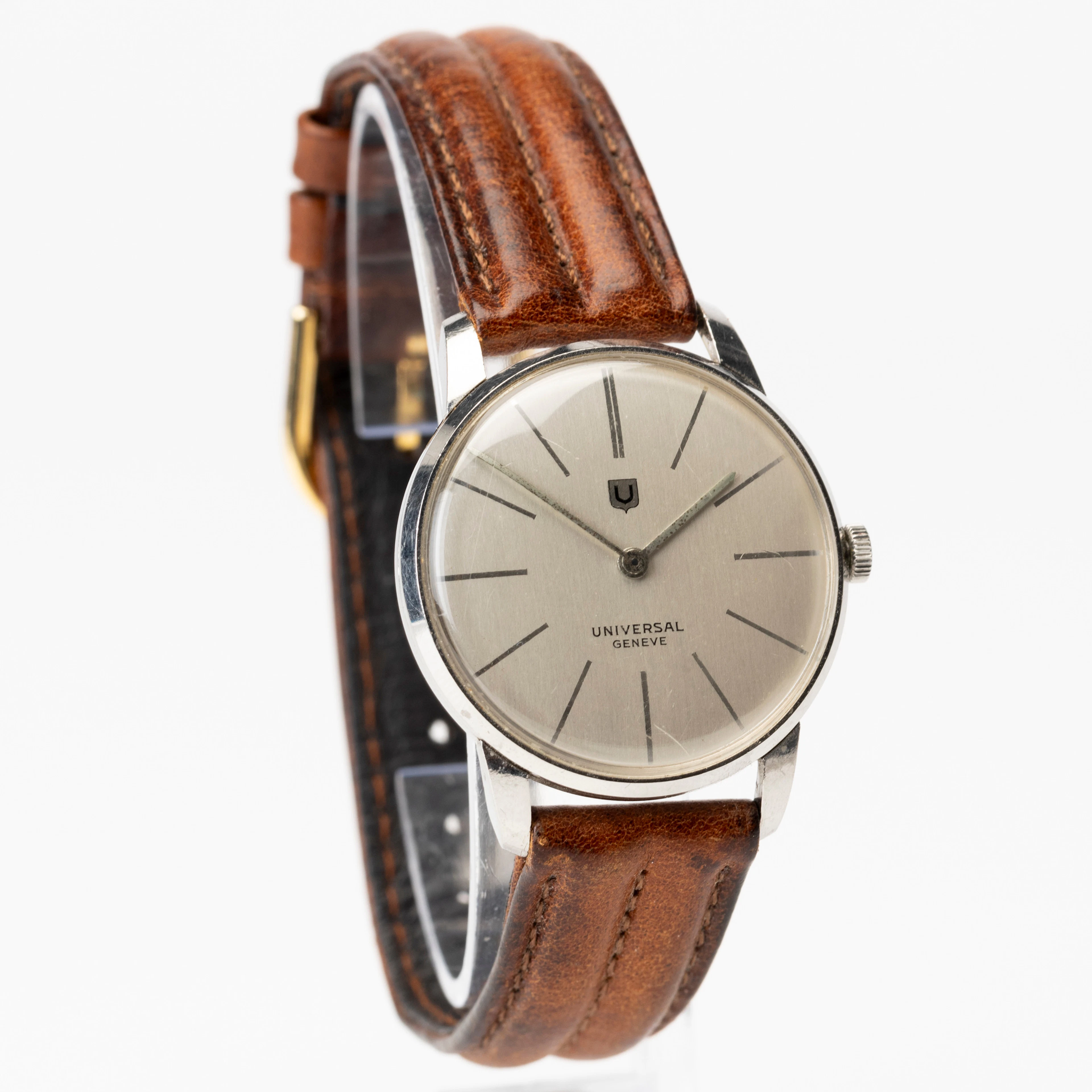 UNIVERSAL. ARMBANDSUR, stål, manuell, Geneve, Schweiz, 1950-tal.