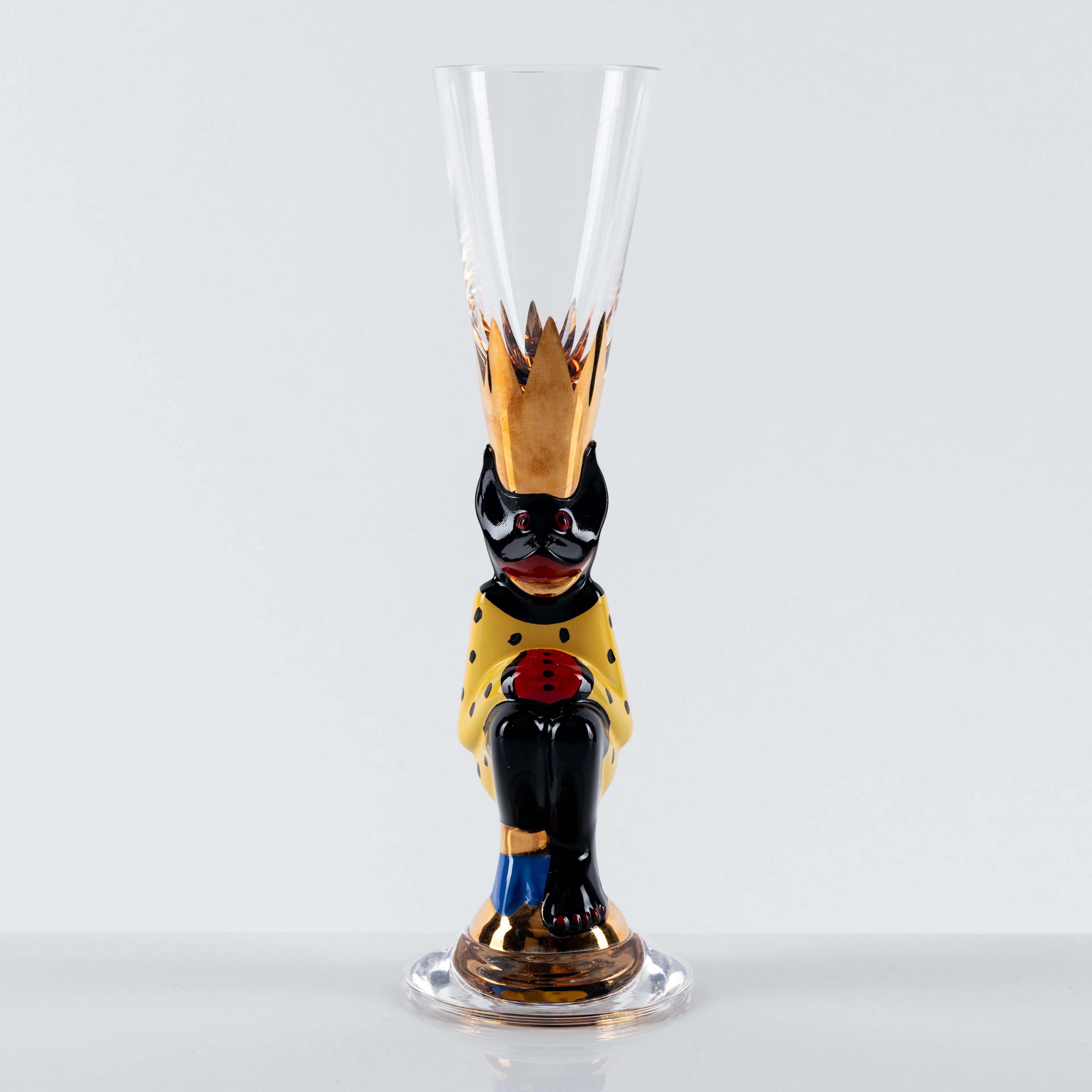 GUNNAR CYRÉN. Snapsglas, "Djävulsglas", gul, Nobelservisen, Orrefors