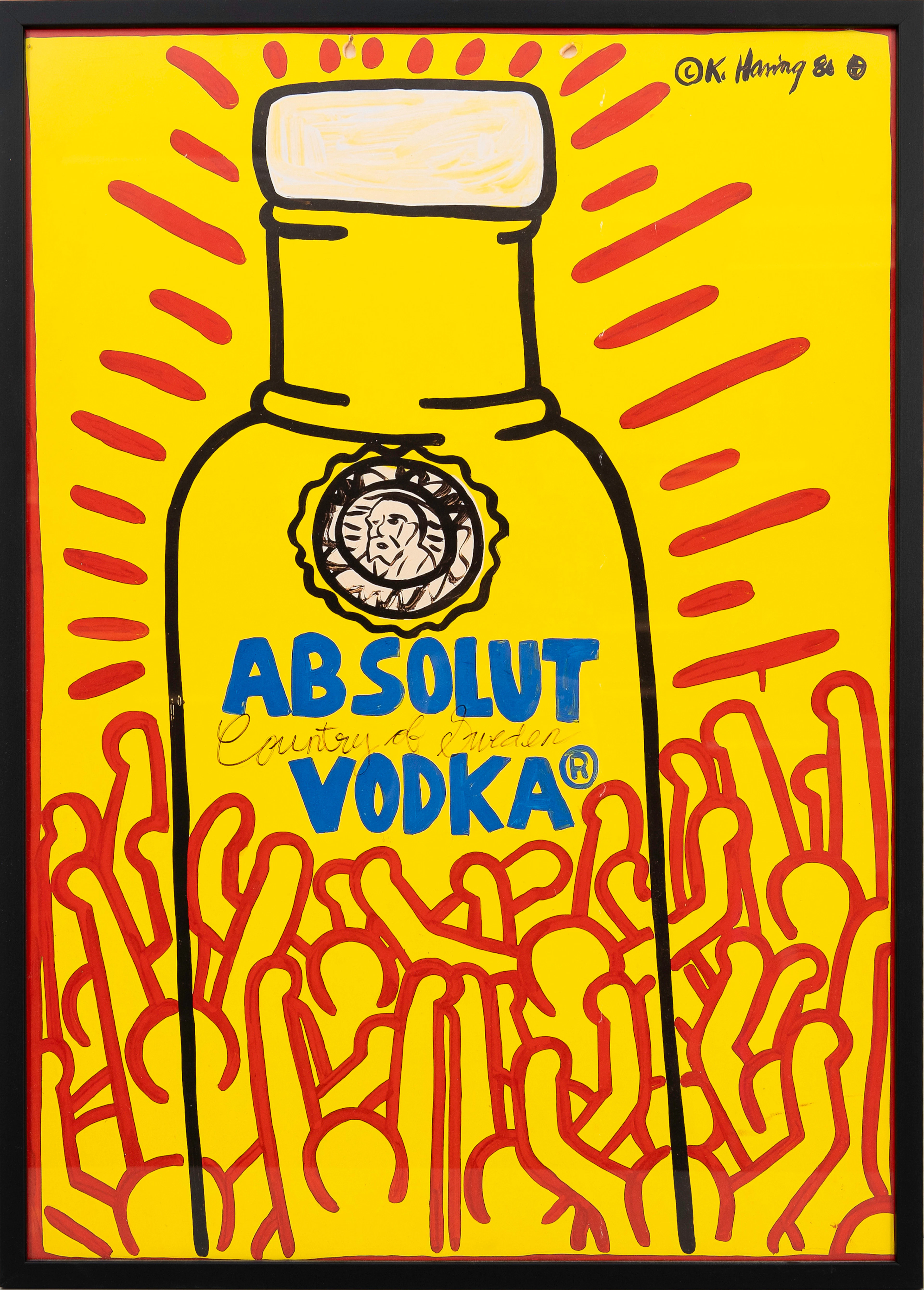 AFFISCH, Offsettryck, Absolut Vodka, Country of Sweden, Keith Haring, 86.