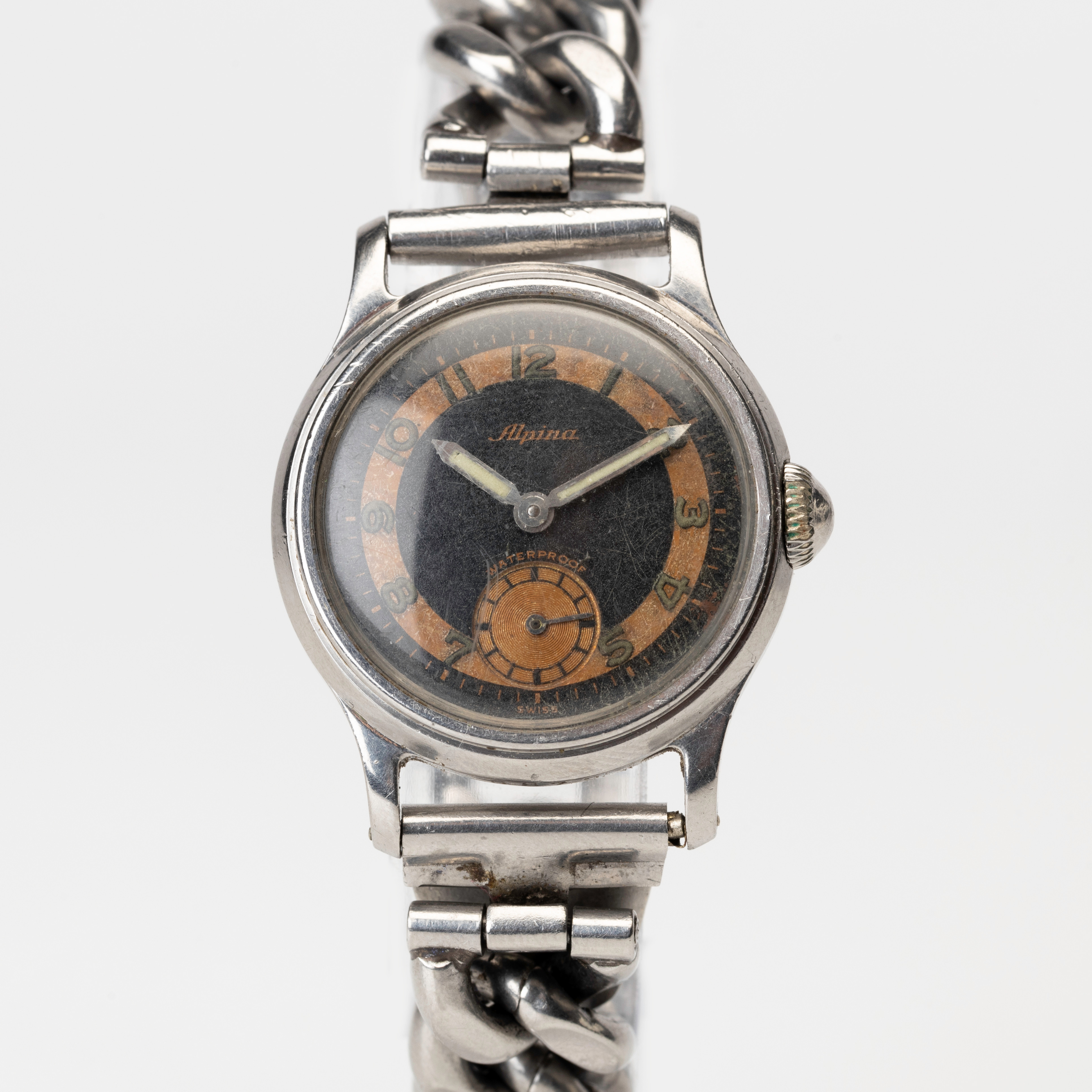ALPINA, armbandsur, manuell, cal. 586, stål, 1940-/1950-tal.