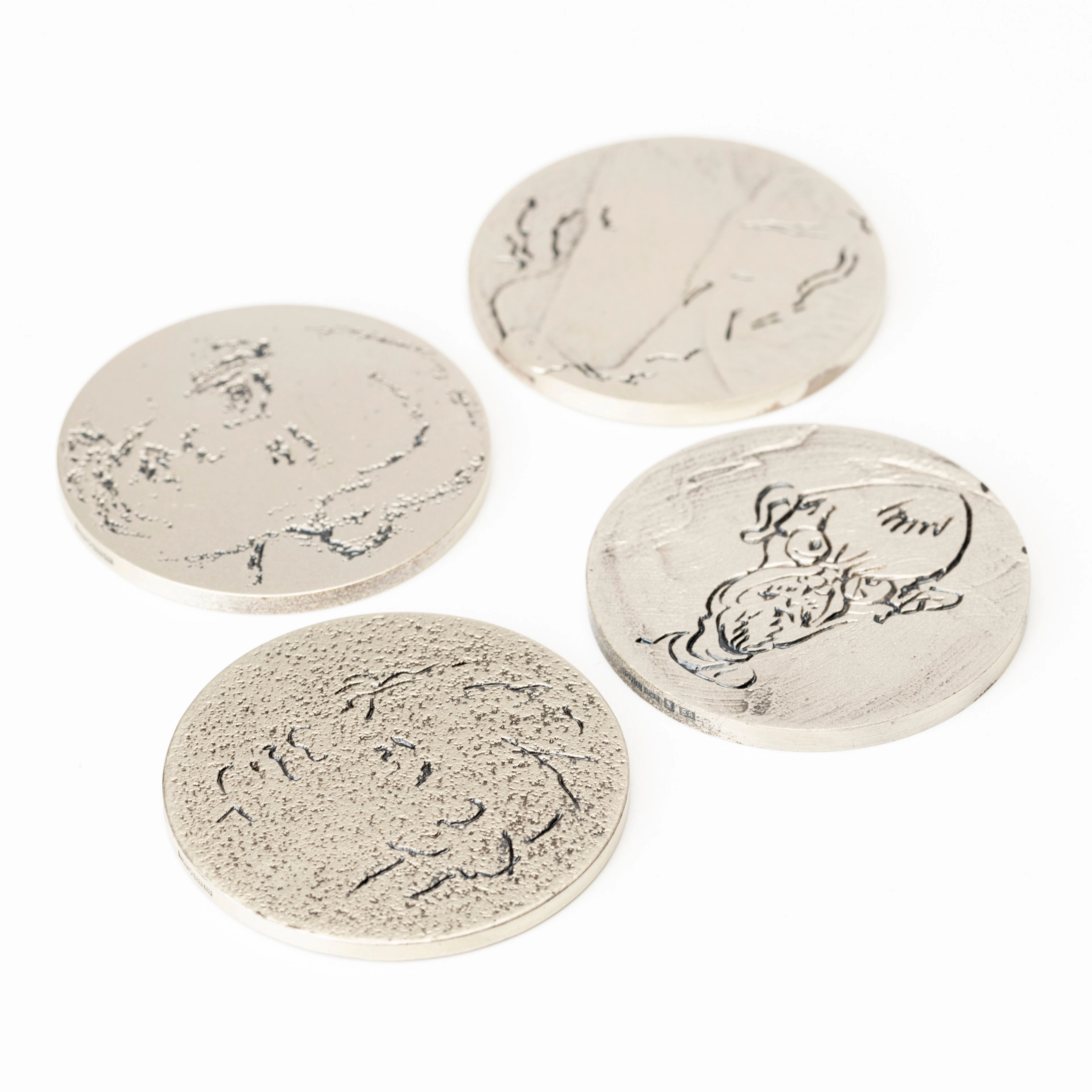 ULF LINDE. Medaljer, 4 st, utgivna av Svenska Akademien, silver, Sporrong