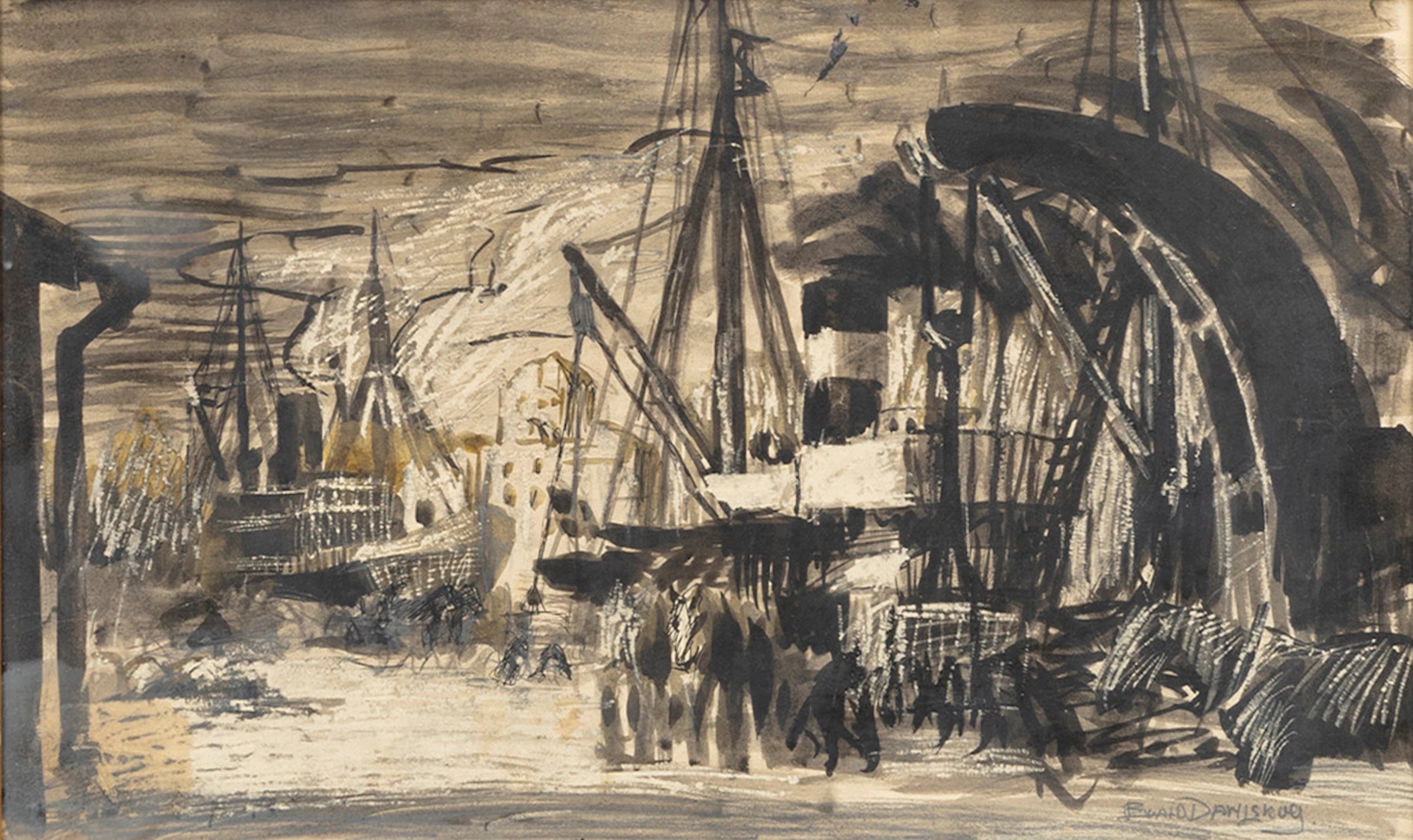 EWALD DAHLSKOG. Motiv från Blasieholmen med Dramaten i bakgrunden