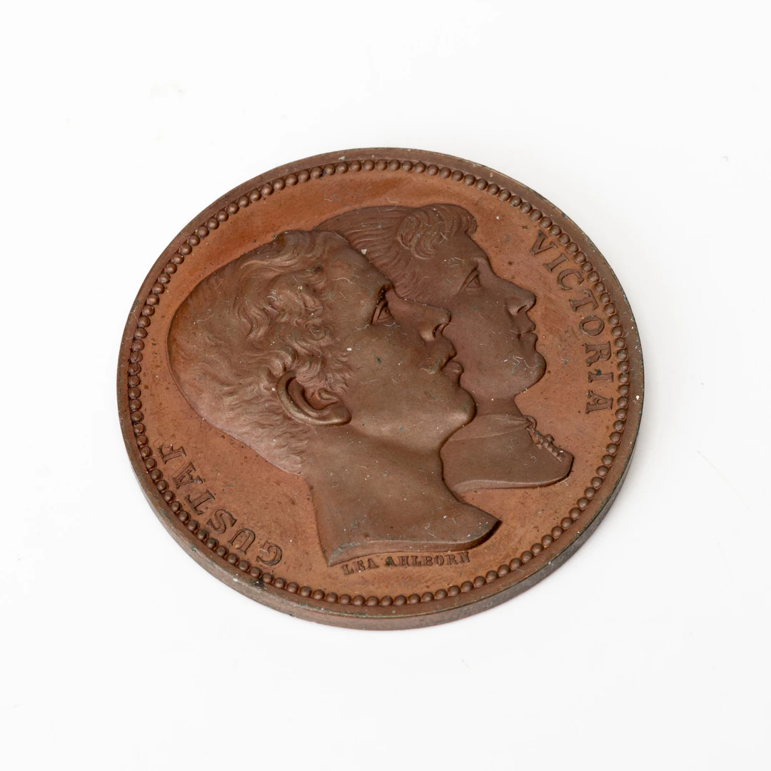 MEDALJ, brons kronprins Gustaf och Victorias bröllop, den 20 september, 1881.