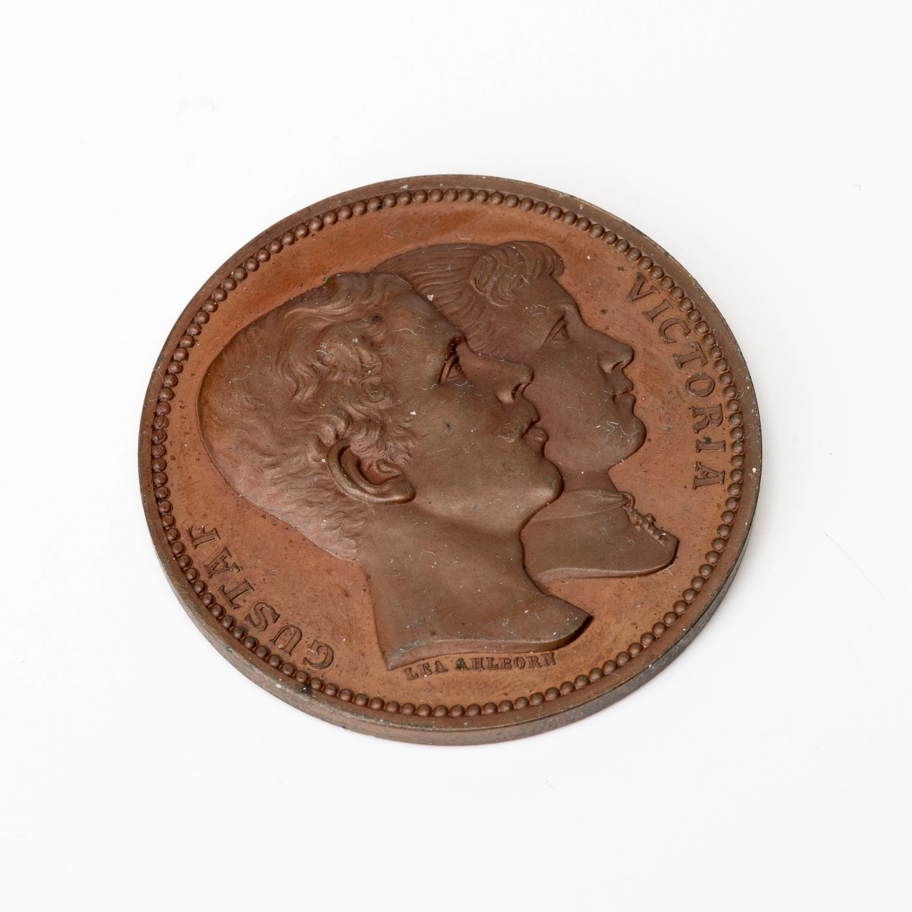 MEDALJ, brons kronprins Gustaf och Victorias bröllop, den 20 september, 1881.
