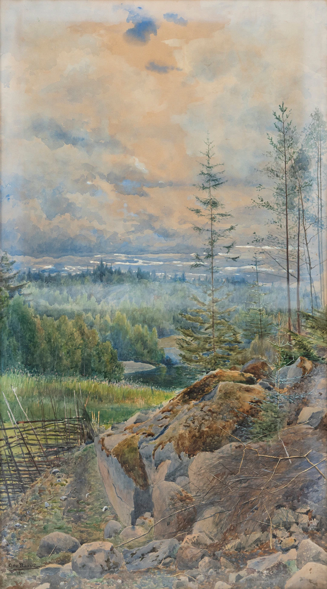 OTTO BOSTRÖM. Värmdö, akvarell, signerad och daterad, 1901.