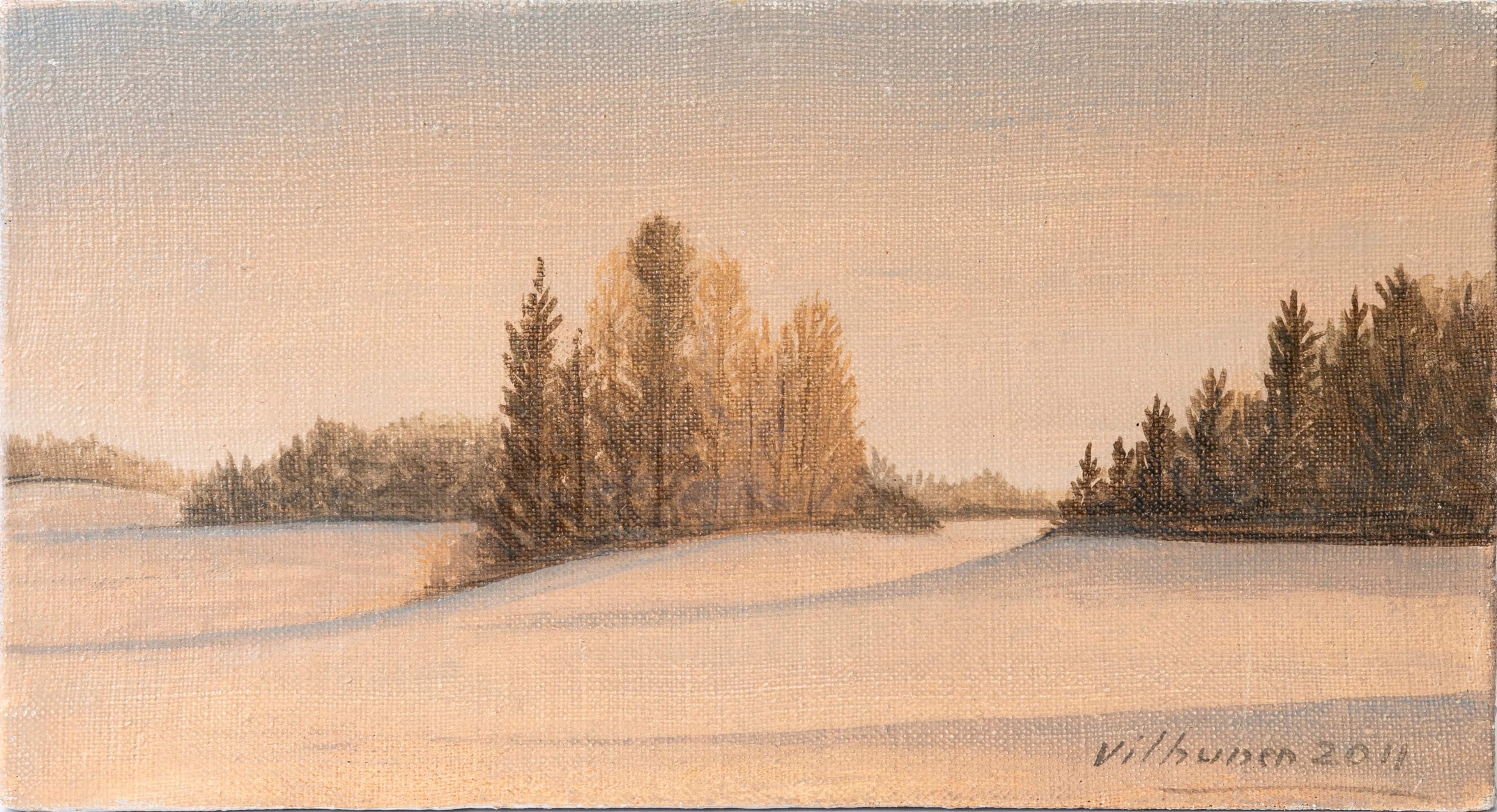 RISTO VILHUNEN. "Landskap II", olja på gips, signerad och daterad