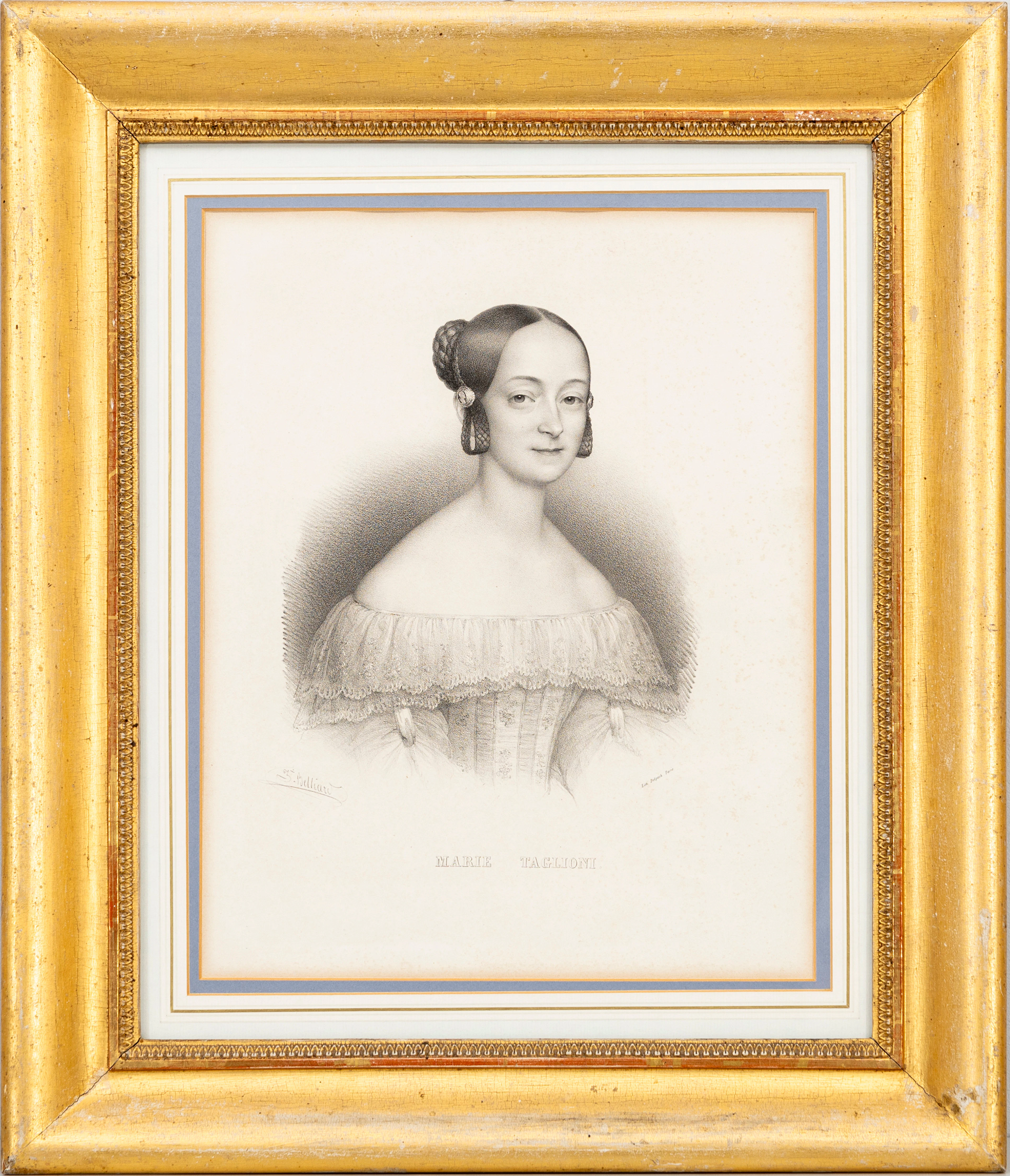 Marie Taglioni, litografi, privatporträtt, S. Bellliard, Paris, troligen