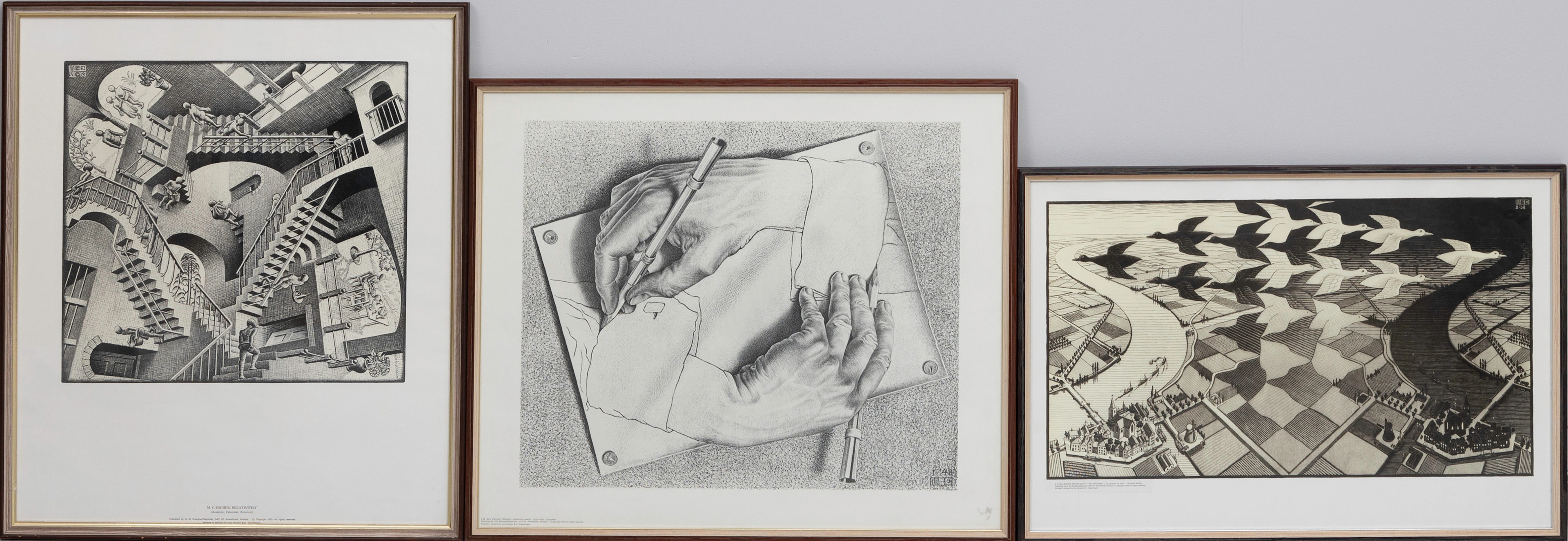 MAURITS CORNELIS ESCHER. EFTER. Tryck, 3 st, Nederländerna, 1900-tal.