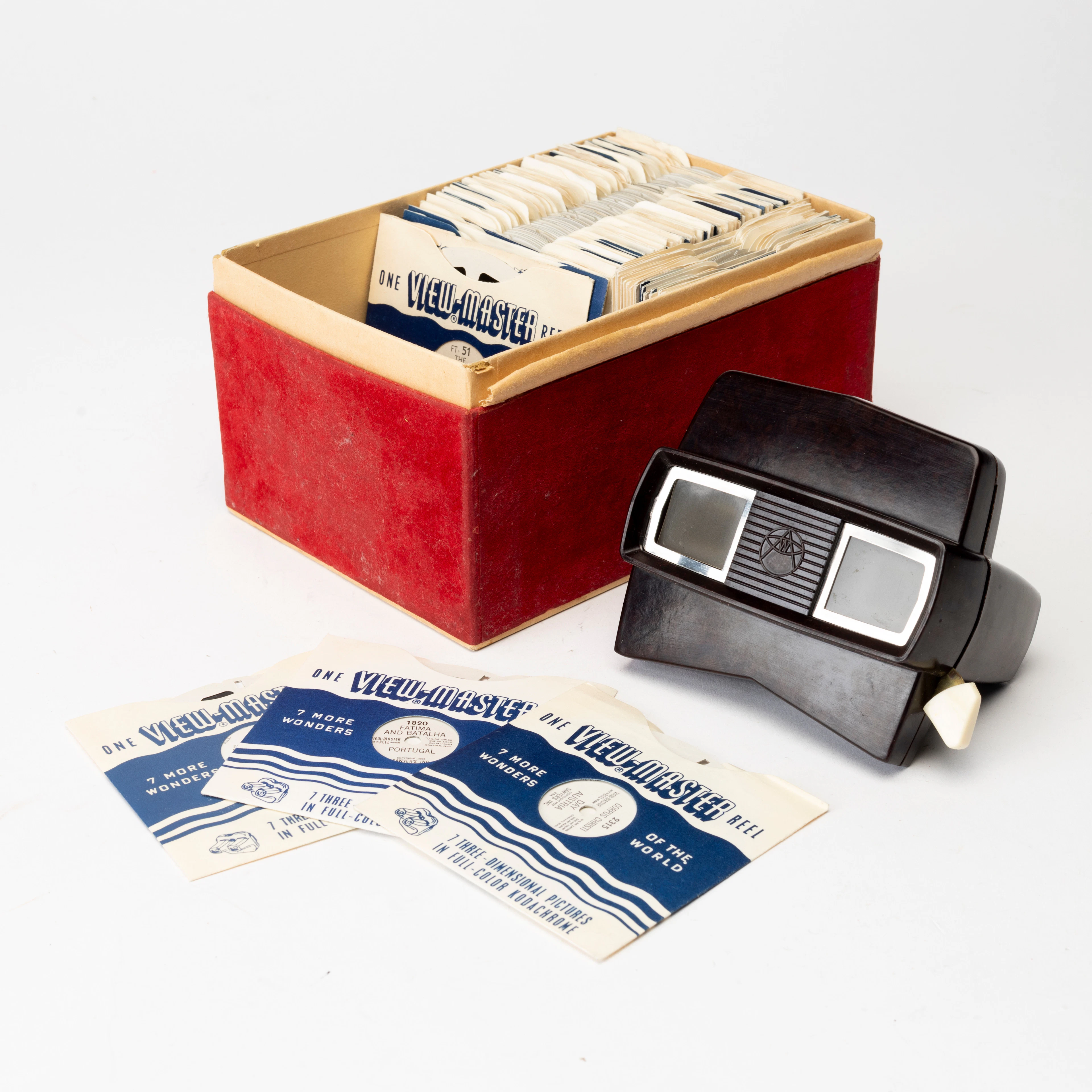 STEREOSKOP, View-Master, med ca 100 st bildskivor, Sawyer's Europe, Brussels.