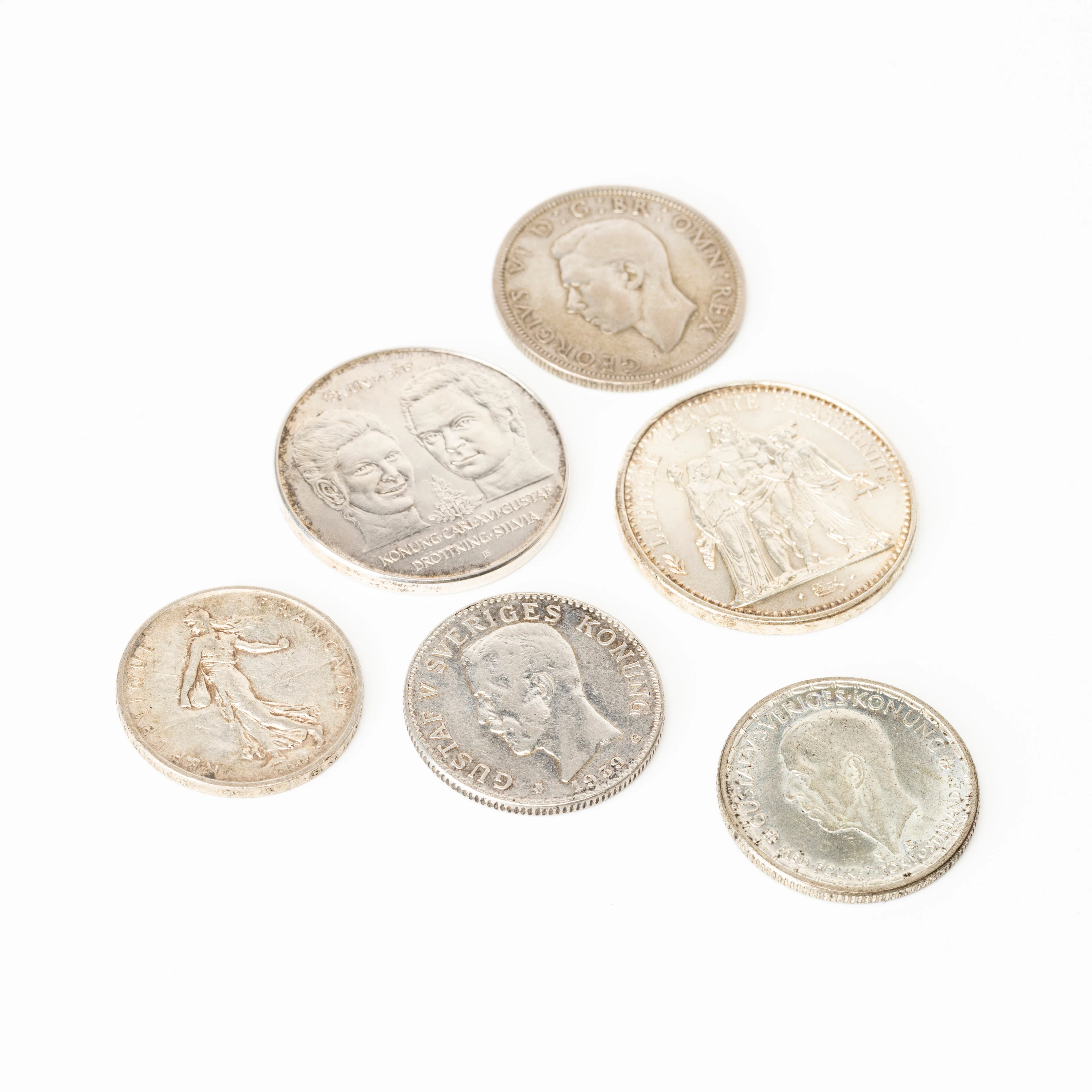 MYNT, 6 st, silver 40-90%.