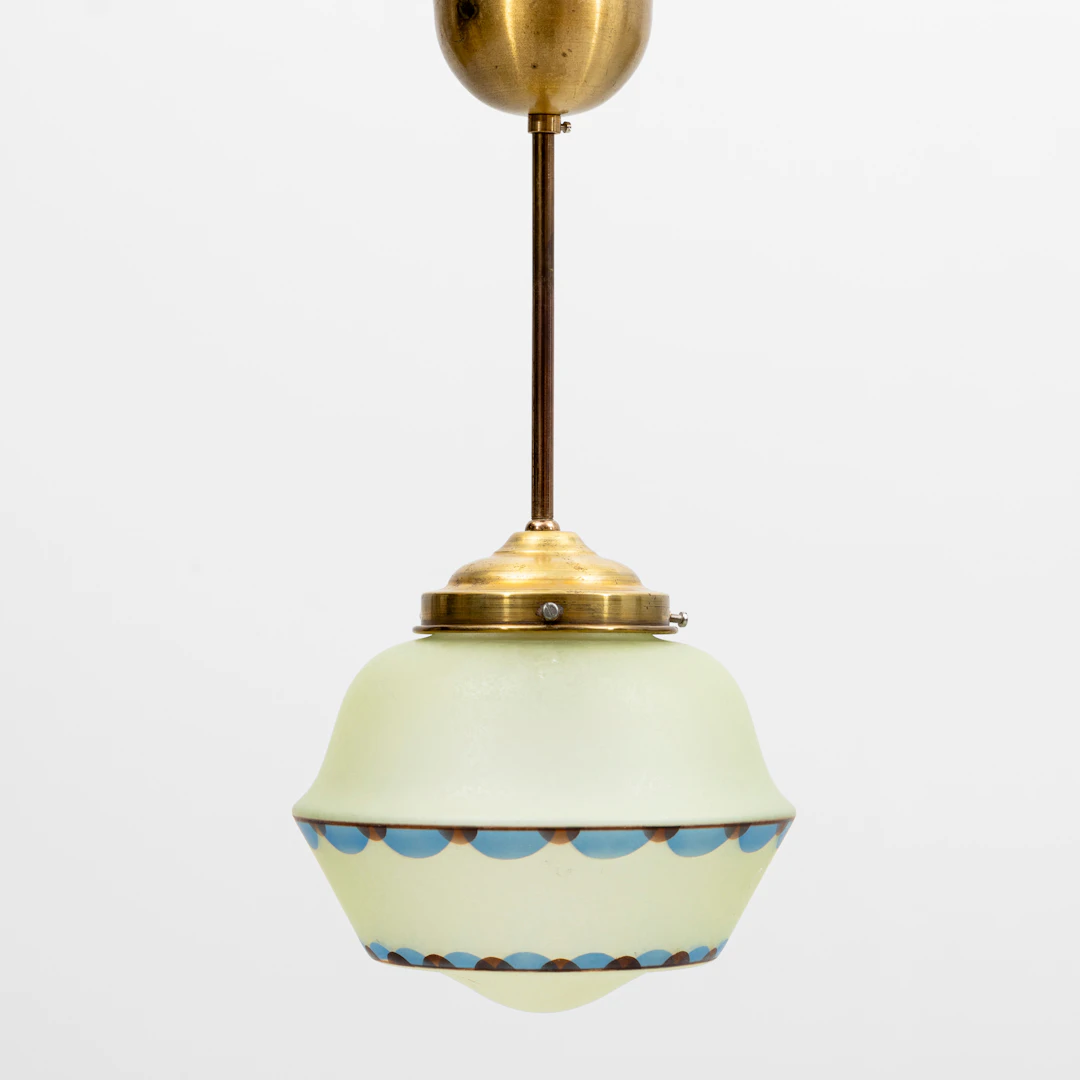 TAKLAMPA, glas, 1930/40-tal, höjd inkl takkopp ca 43 cm.