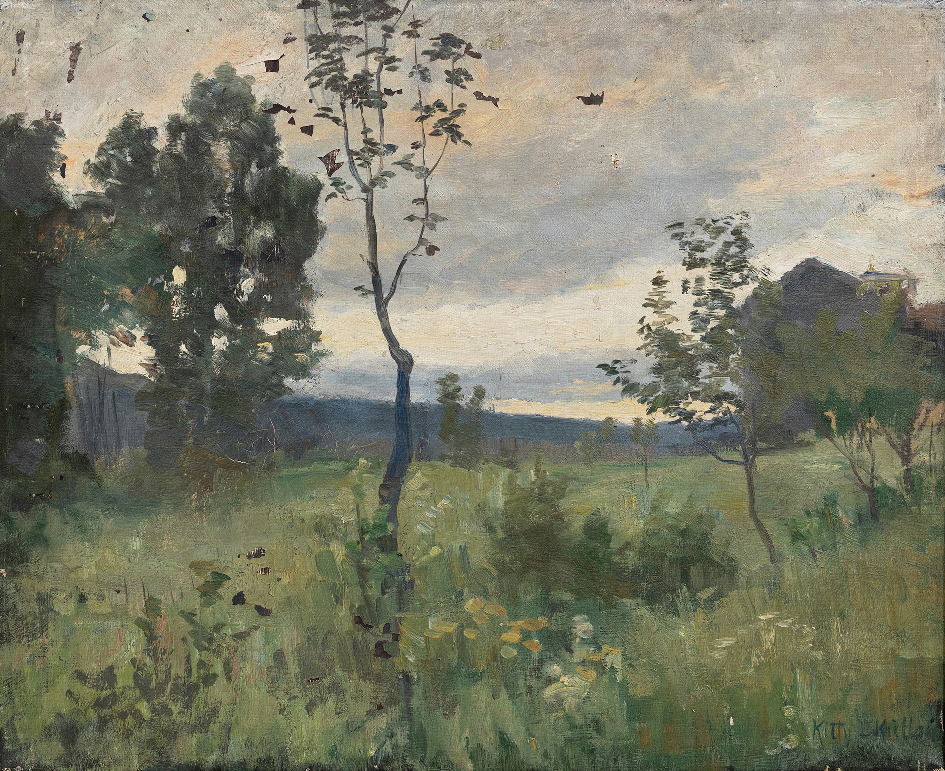 CHRISTIANE "KITTY" LANGE KIELLAND (1843-1914). Landskapsmotiv, olja