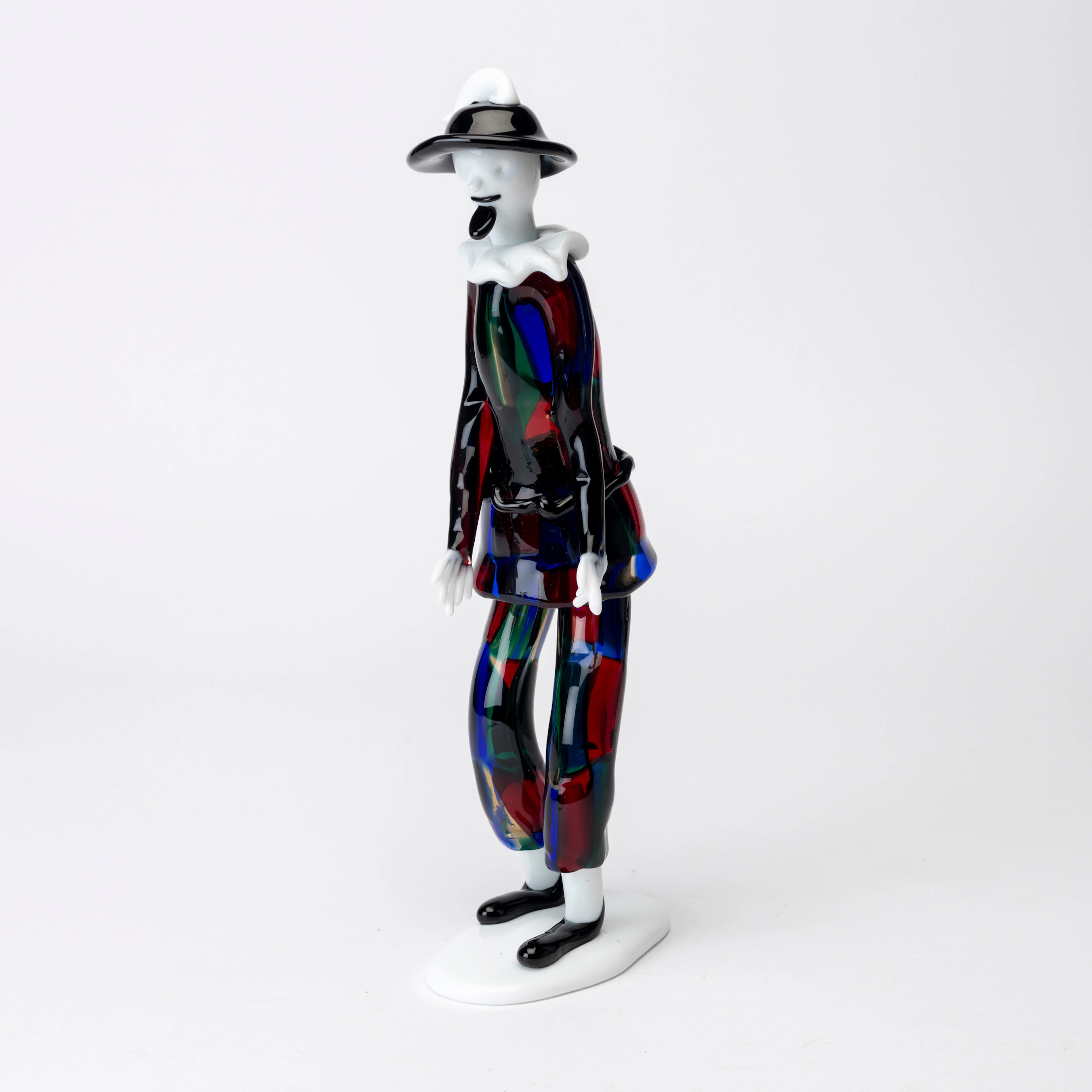 FULVIO BIANCONI. "Arlecchino", skulptur, Venini Murano, stående figur