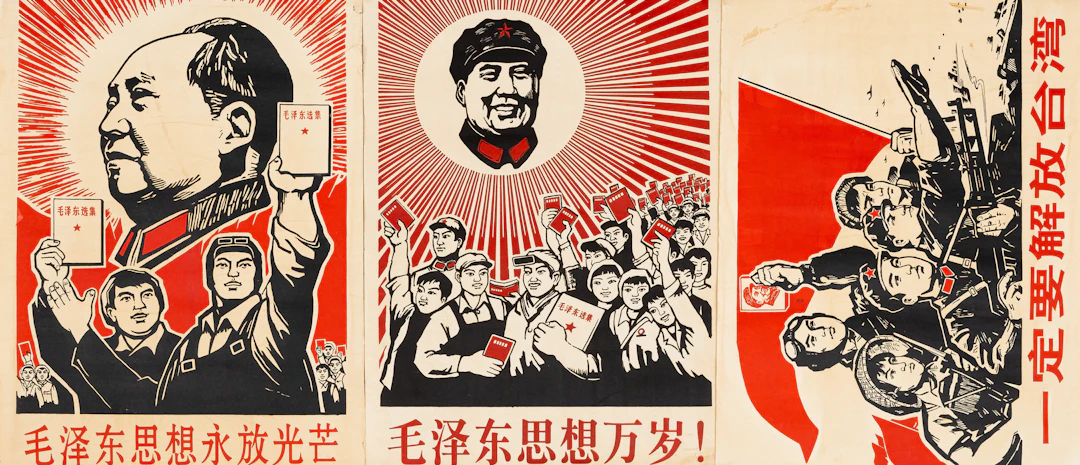 PROPAGANDAAFFISCHER, 3 st, kulturrevolutionen , Kina, 1960/70-tal.