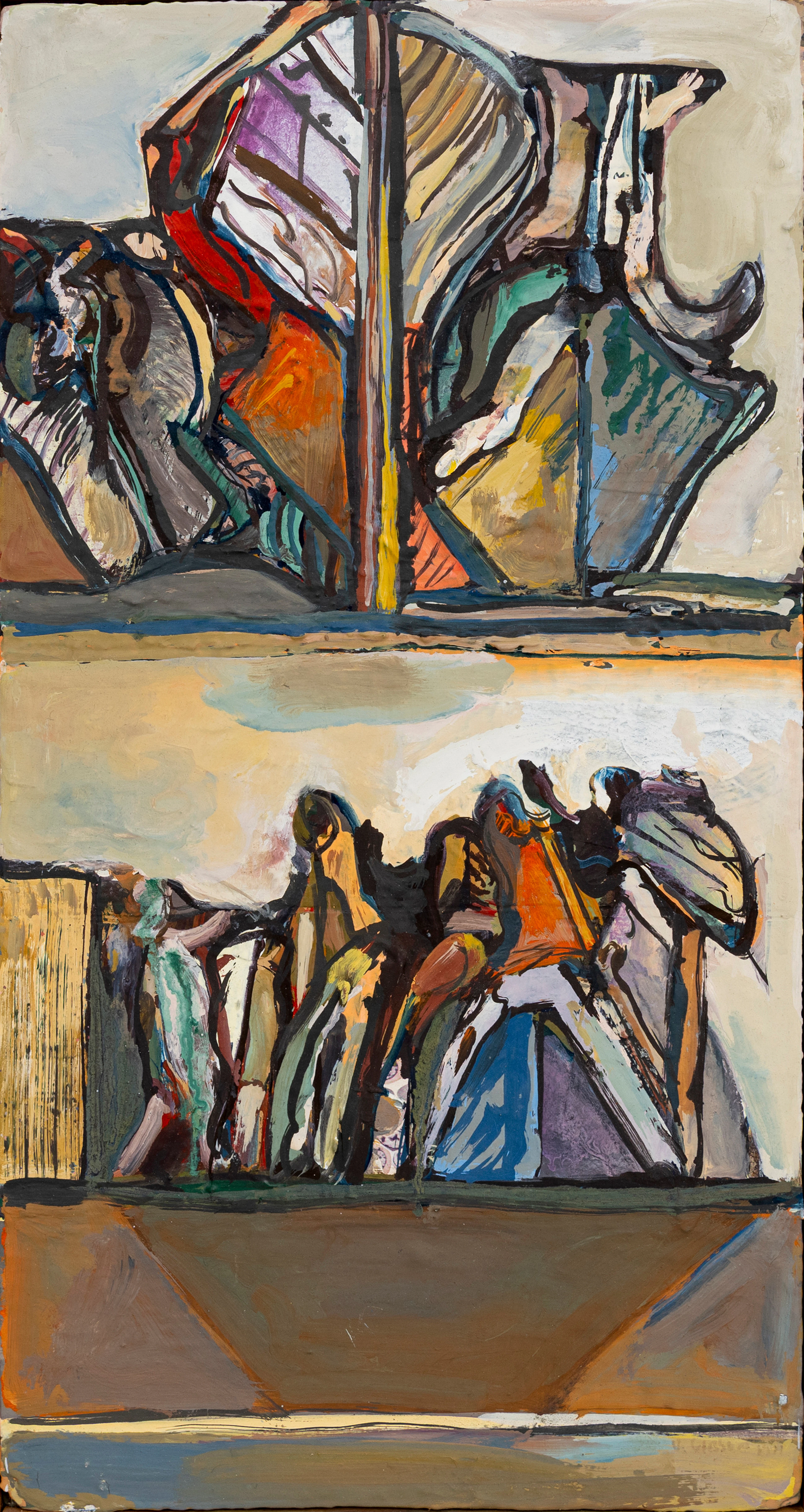 ACKE OLDENBURG (1923-2005). TILLSKRIVEN. Komposition, gouache på pannå