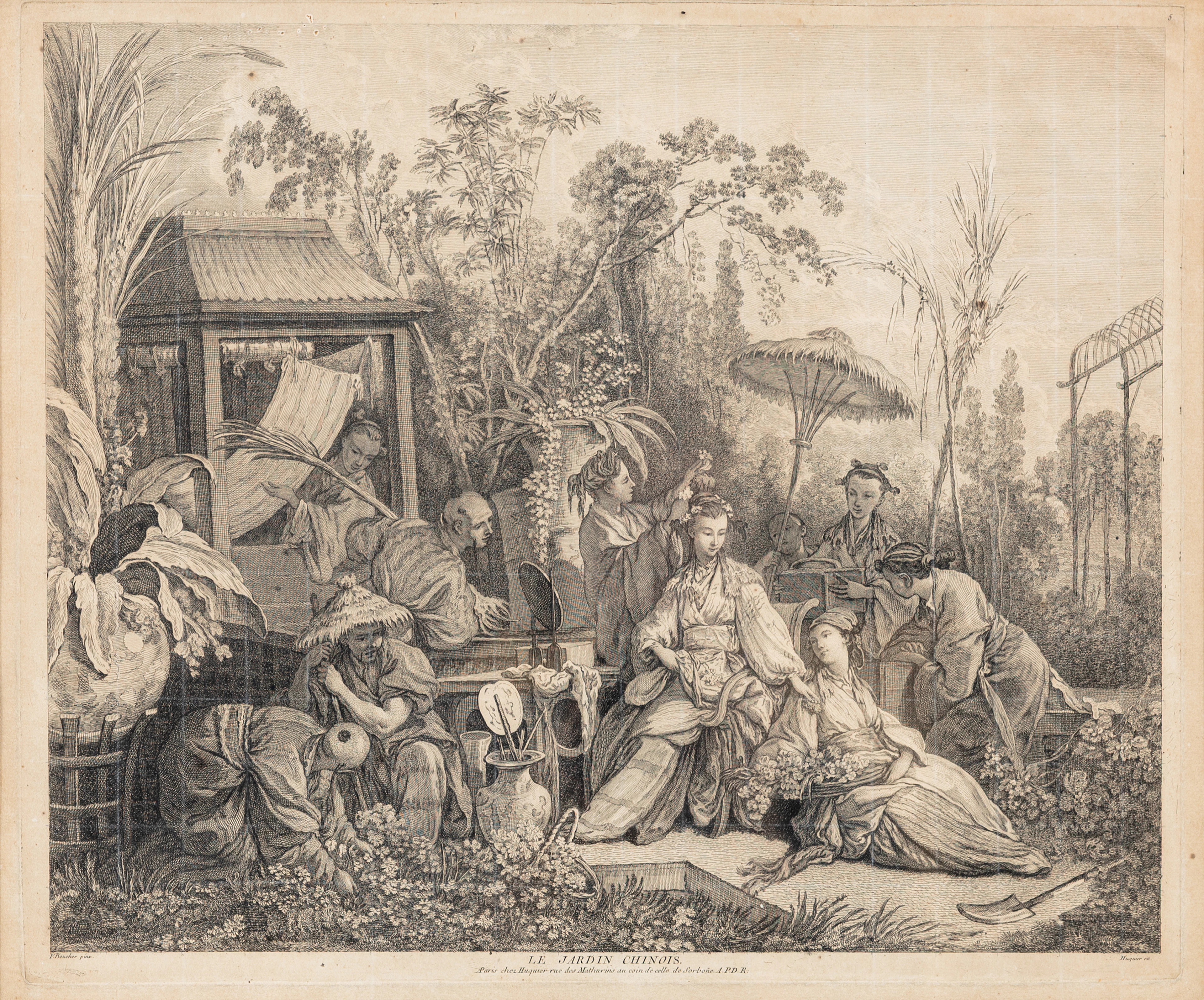 JACQUES GABRIEL HUQUIER (PARIS, 1730–1805 ). "Le Jardin Chinois" efter