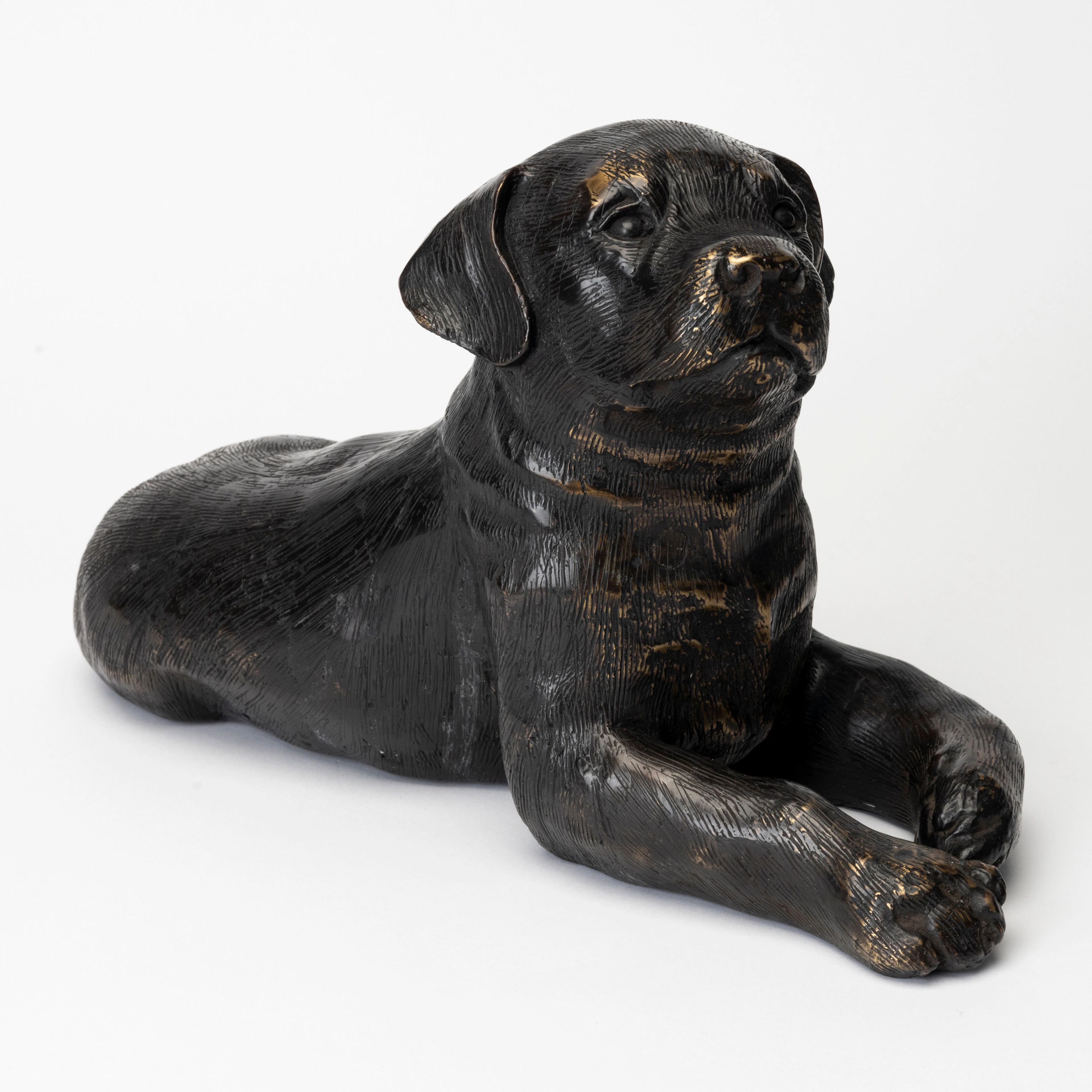 SKULPTUR, patinerad brons, Labradorvalp, samtida.