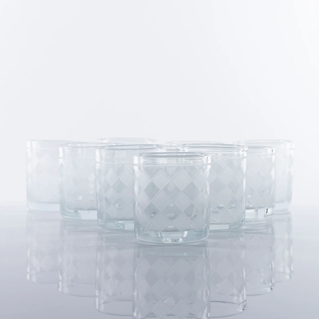 SELTERGLAS, 10 delar, modell liknande Casimirsborg, slipat / dekoretsat