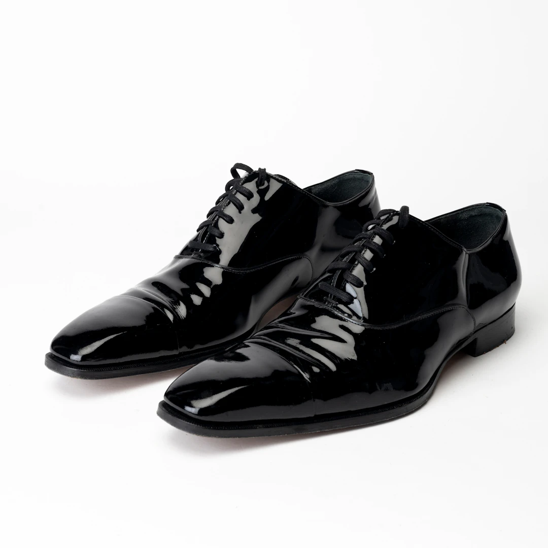 DSQUARED. Lackskor, "Black patented Chisel Toe Oxford shoes", storlek 46.