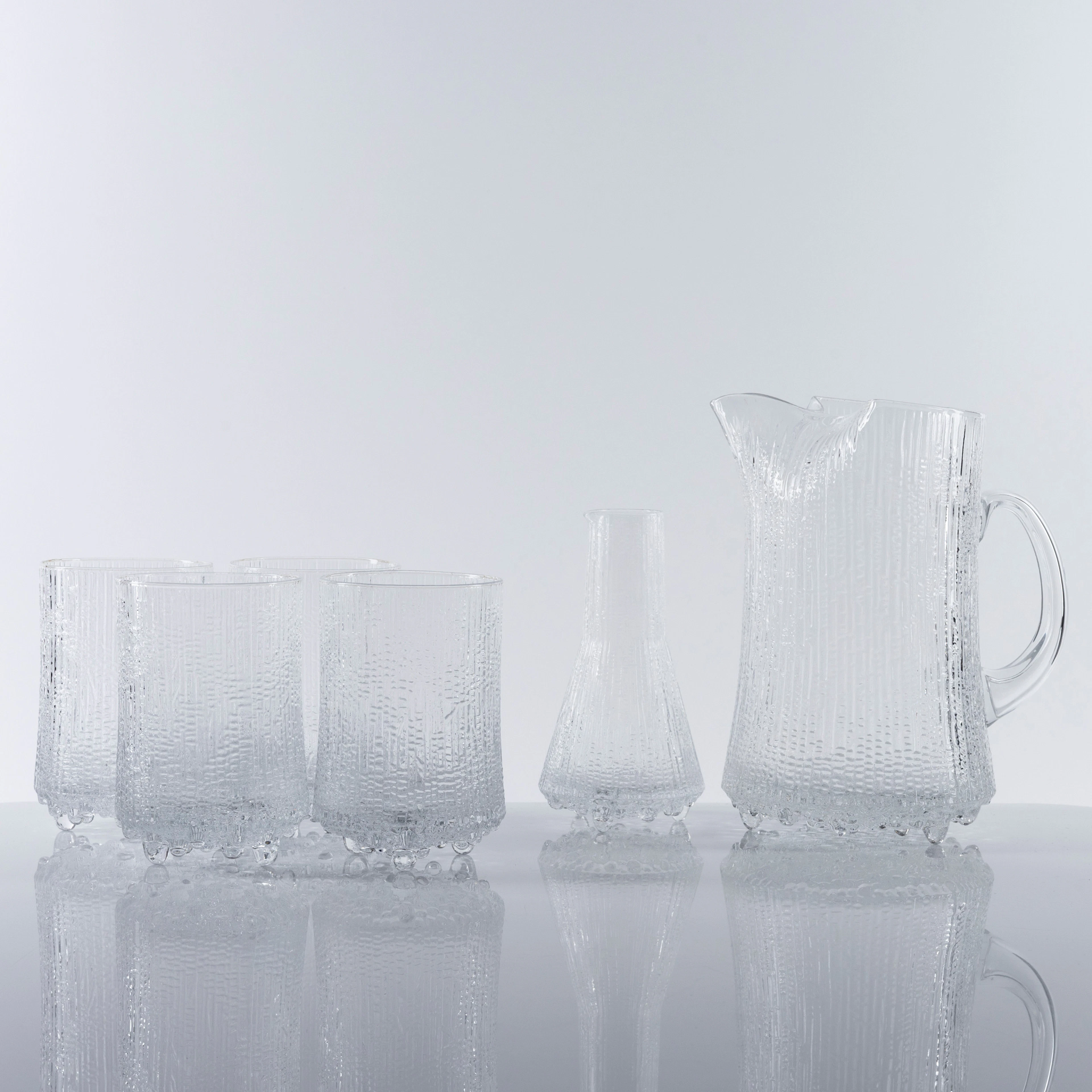 TAPIO WIRKKALA. 6 delar, "Ultima thule", Iittala, glas, Finland.