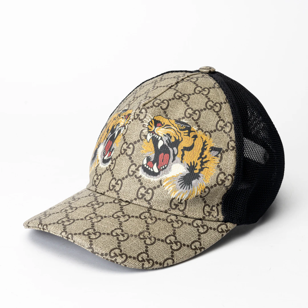 GUCCI. Keps, "Gucci Tigers Print GG Supreme Baseball Hat", storlek medium.