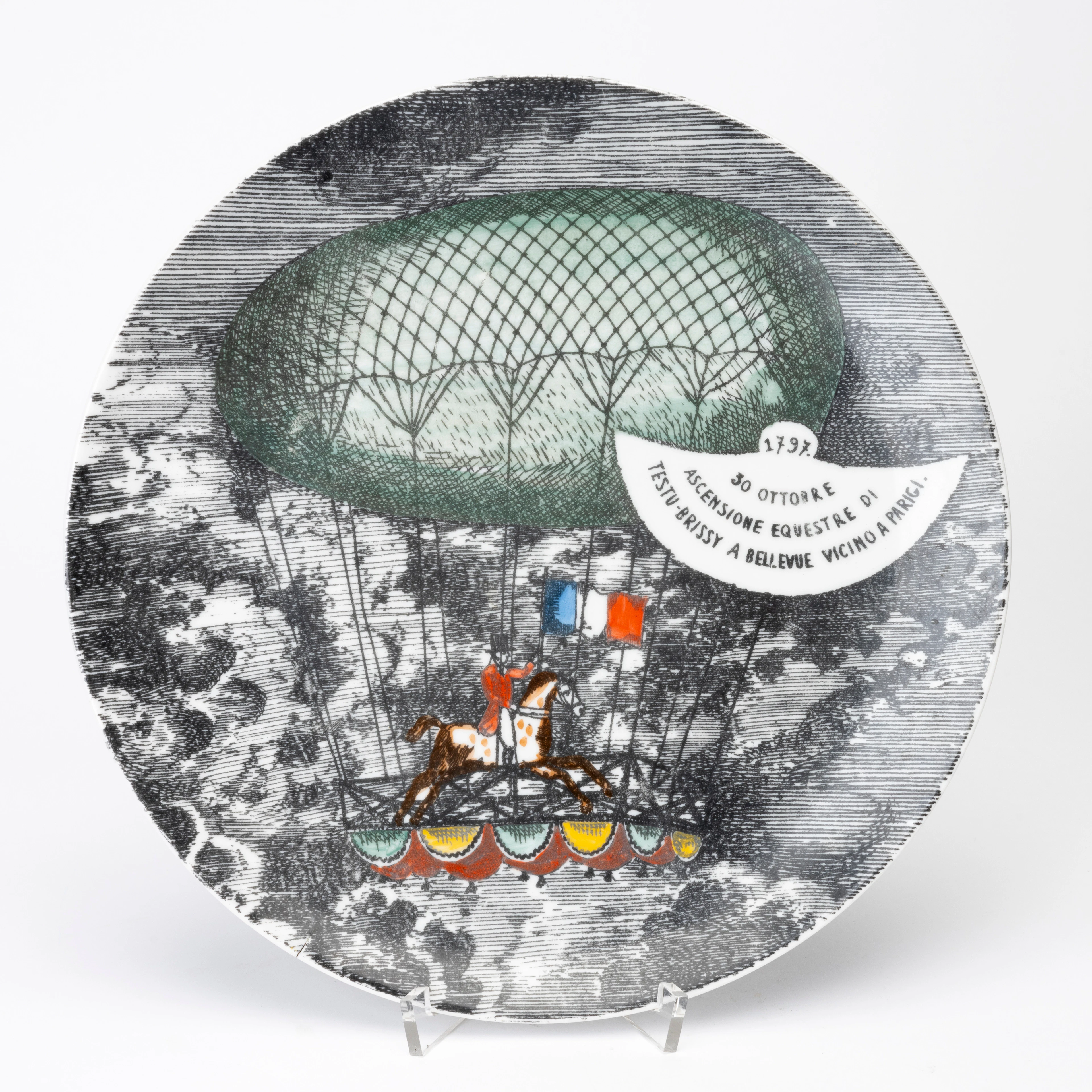 PIERO FORNASETTI. Fat, porslin, "Mongolfiere, stämpelmärkt, Milano