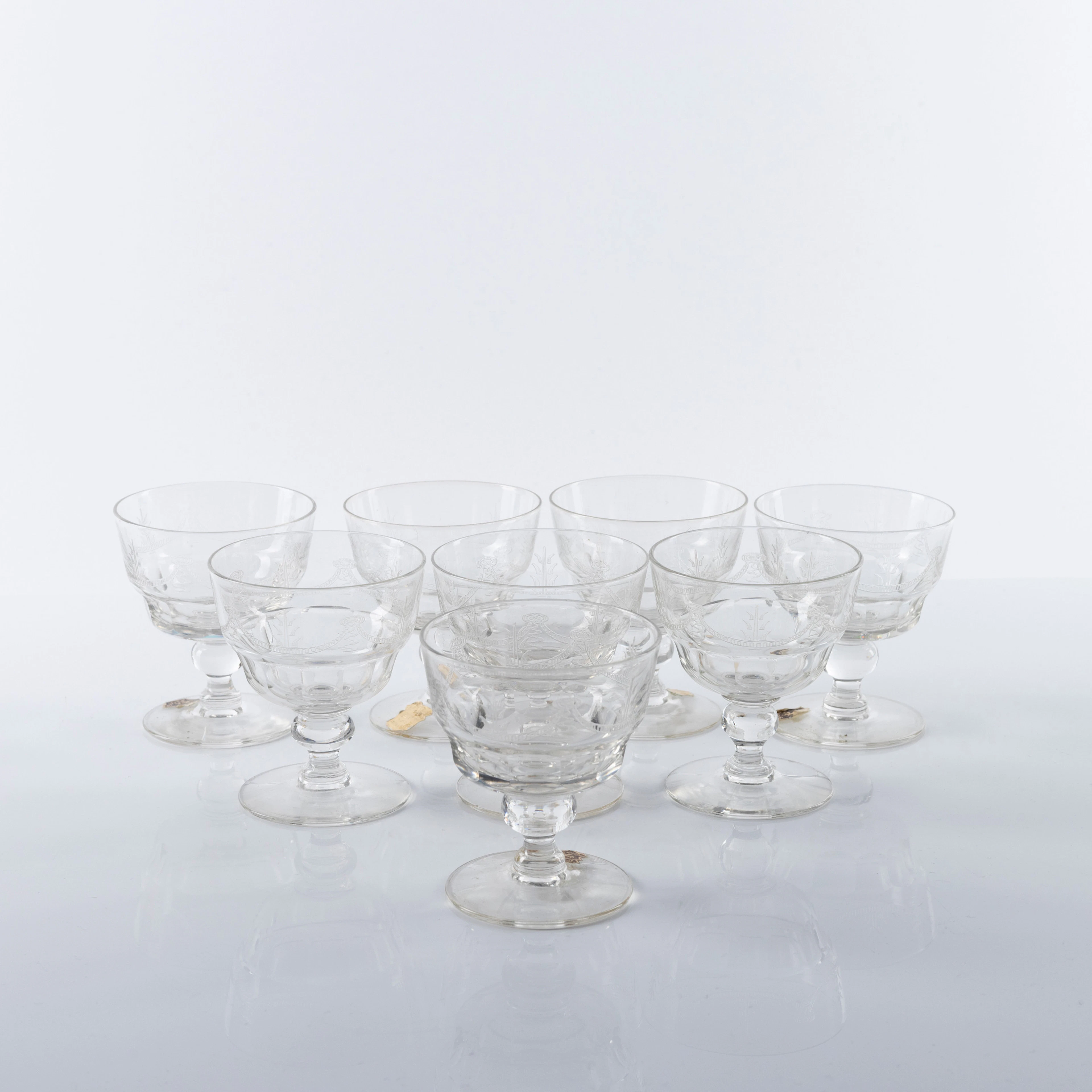 EDVIN OLLERS. Likörglas, 8 st, "Elon", Åfors, 1920/30-tal.