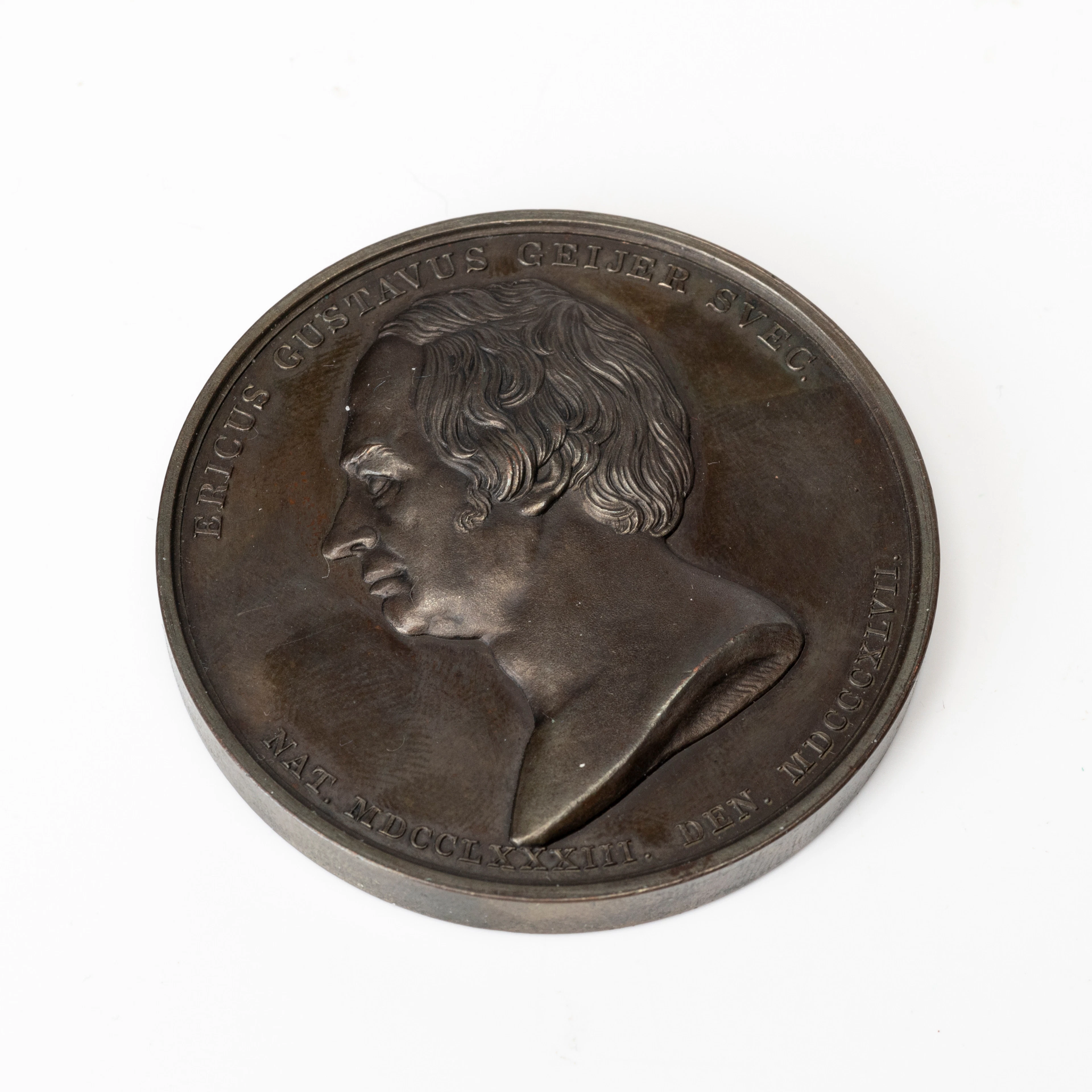 MEDALJ, försilvrad, Geijerska stiftelsens prismedalj, Erik Gustaf