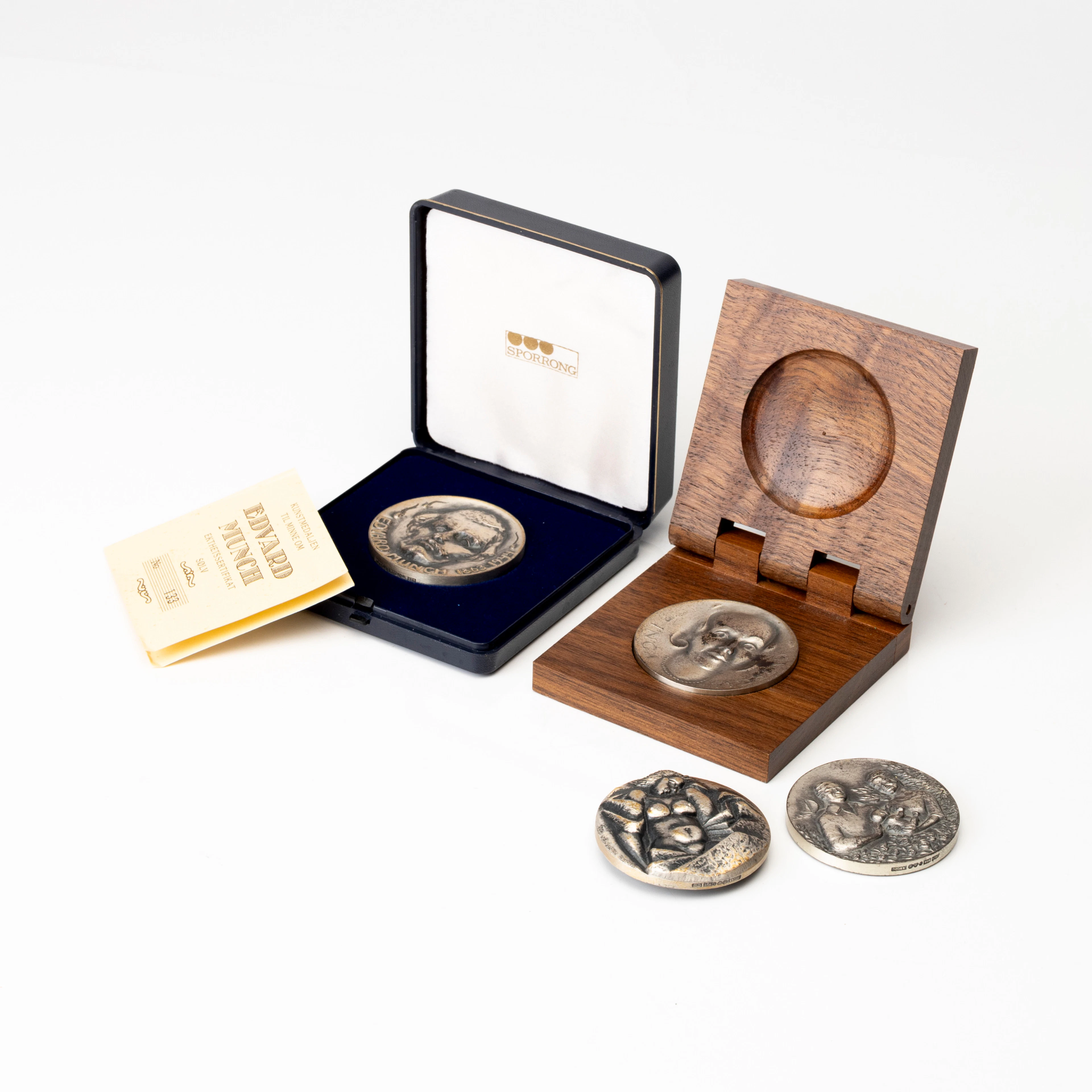 MINNESMEDALJER, 4 st, sterlingsilver, 1900-tal.