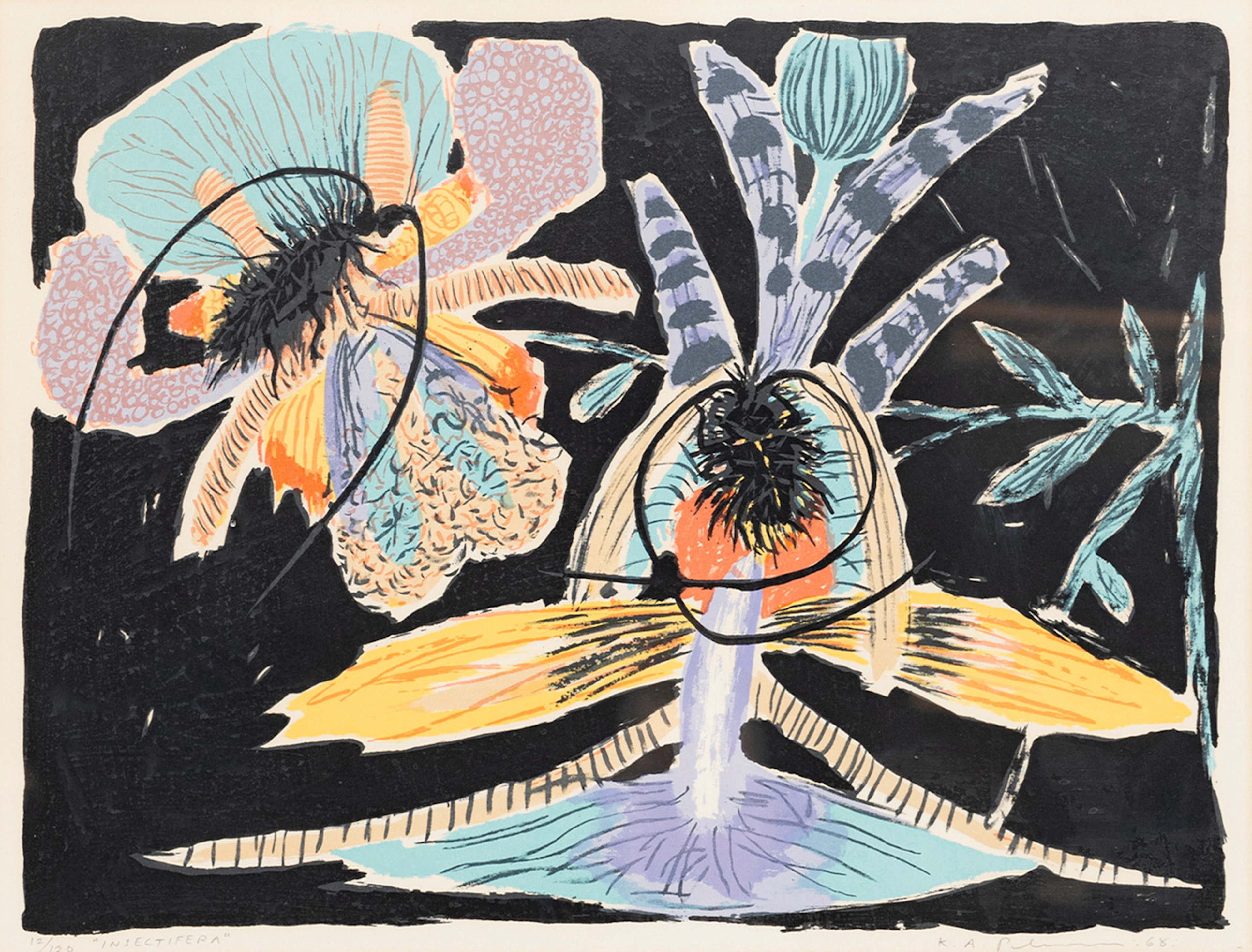 KARL AXEL PEHRSON. "Insectifera" litografi, signerad och numrerad