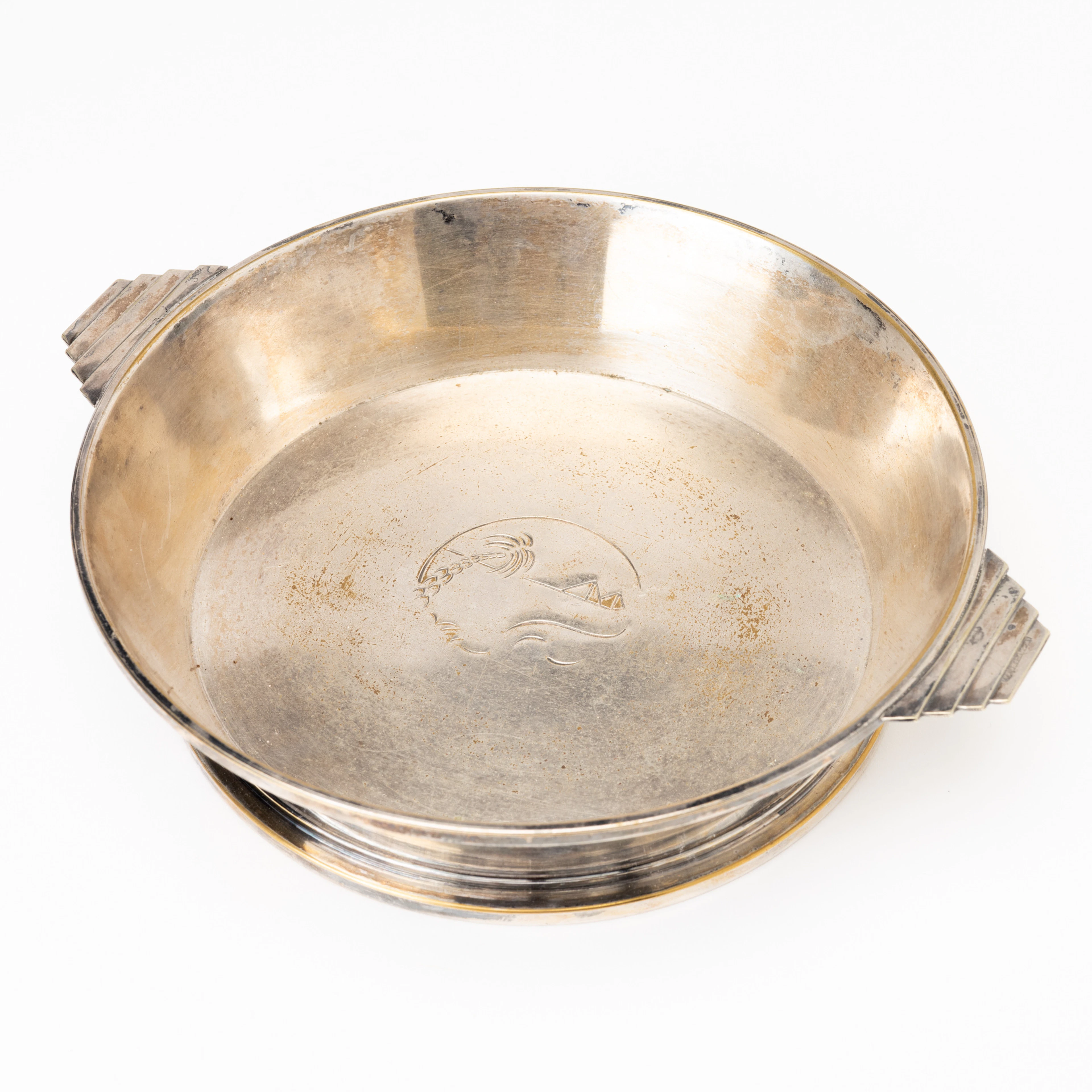 SKÅL, med grepp, nysilver, 1900-tal.