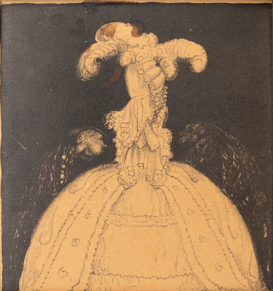 JOHN BAUER. "Två friare", litografi, nr: 5 ur serien "Troll".