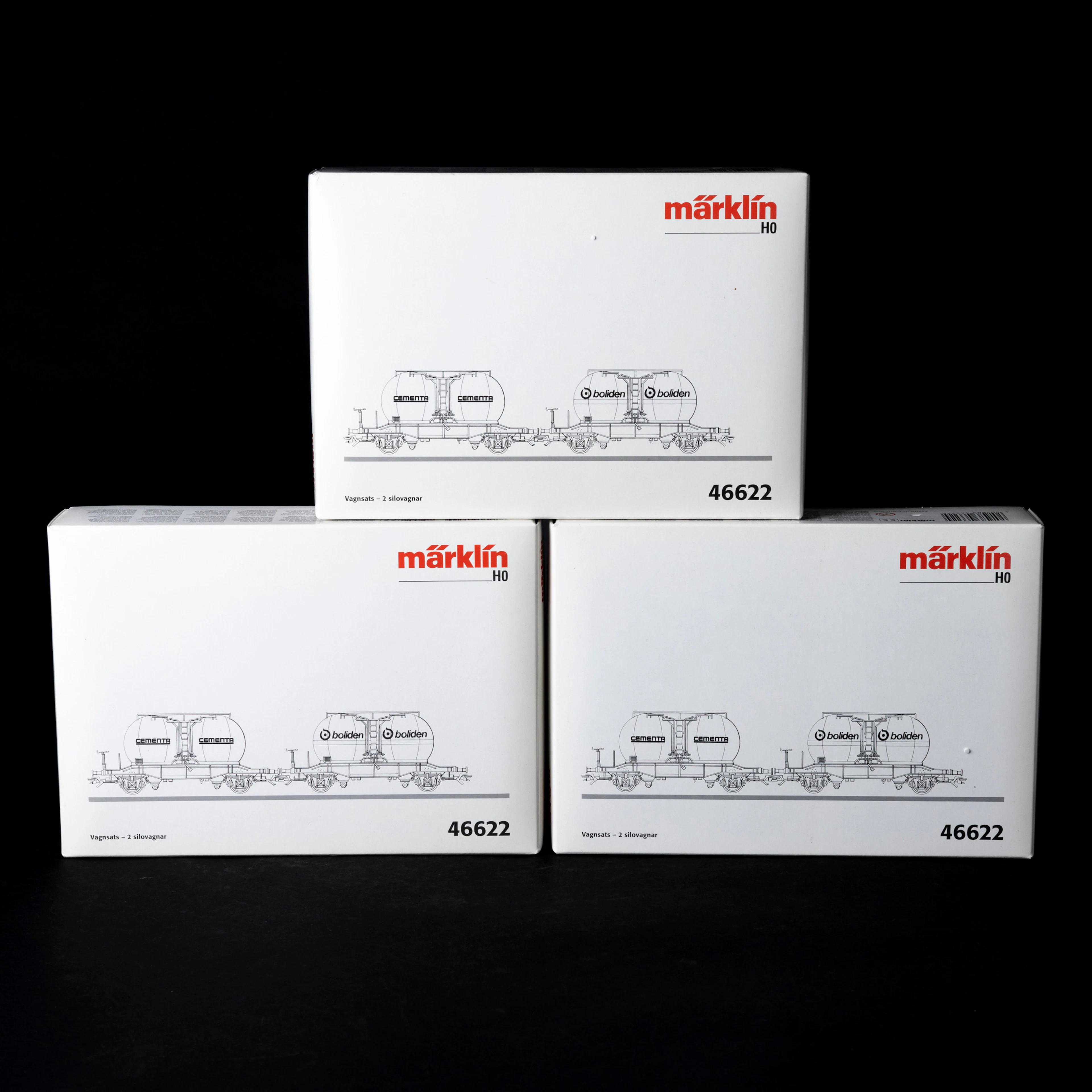 MÄRKLIN 46622 3 st. förpackningar om totalt 6 silovagnar, origina