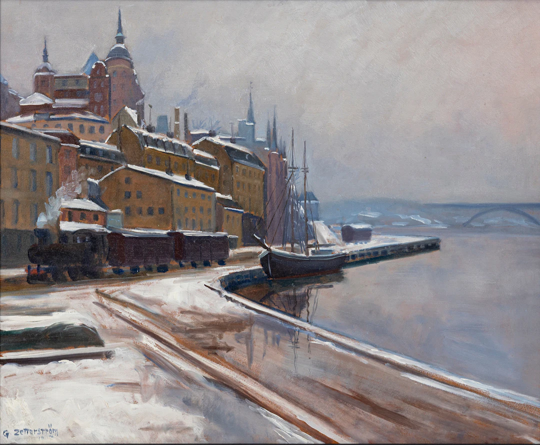 GUNNAR ZETTERSTRÖM. Stockholmsmotiv, olja på pannå, signerad, G. Zetterström.