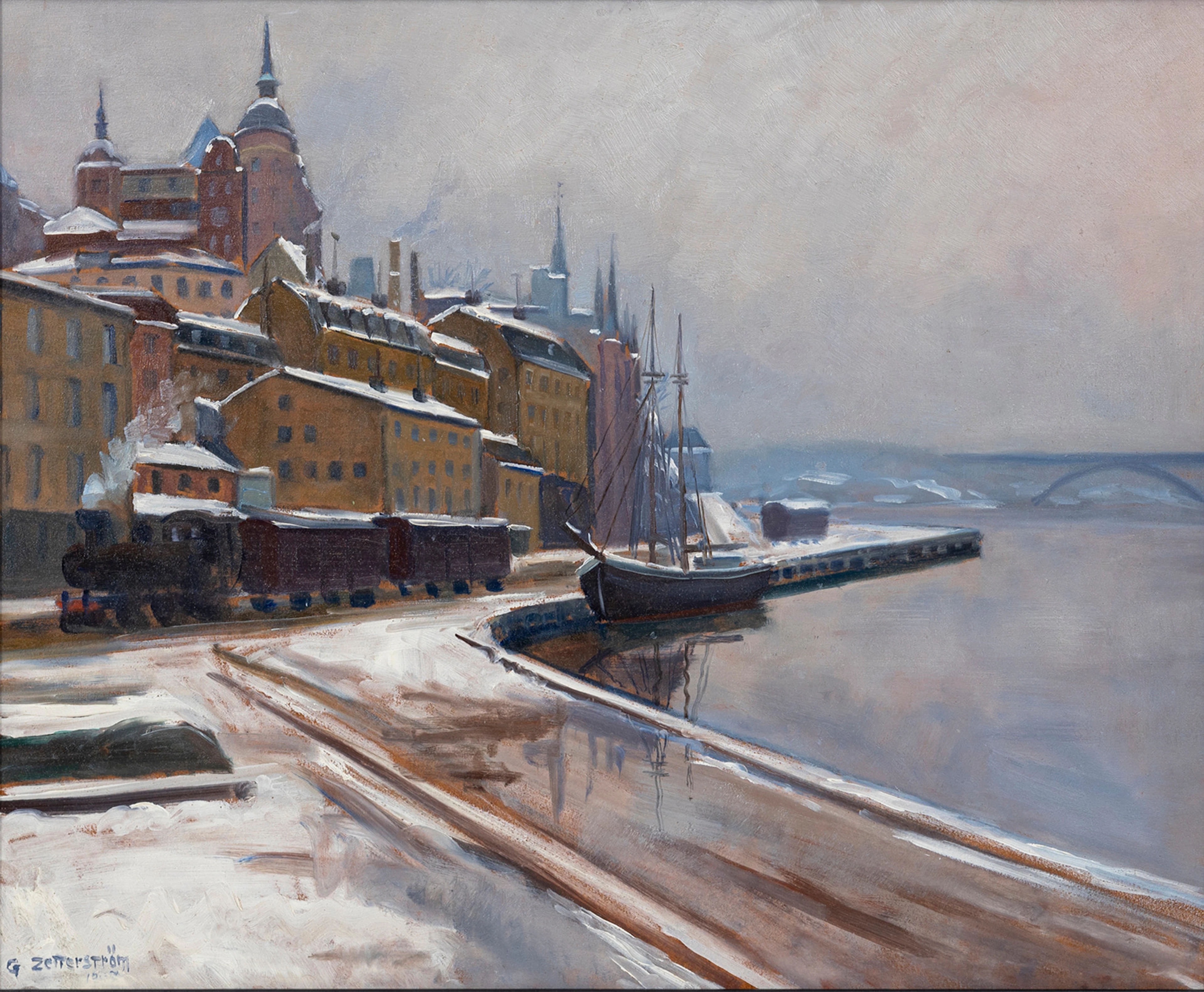 GUNNAR ZETTERSTRÖM. Stockholmsmotiv, olja på pannå, signerad, G. Zetterström.