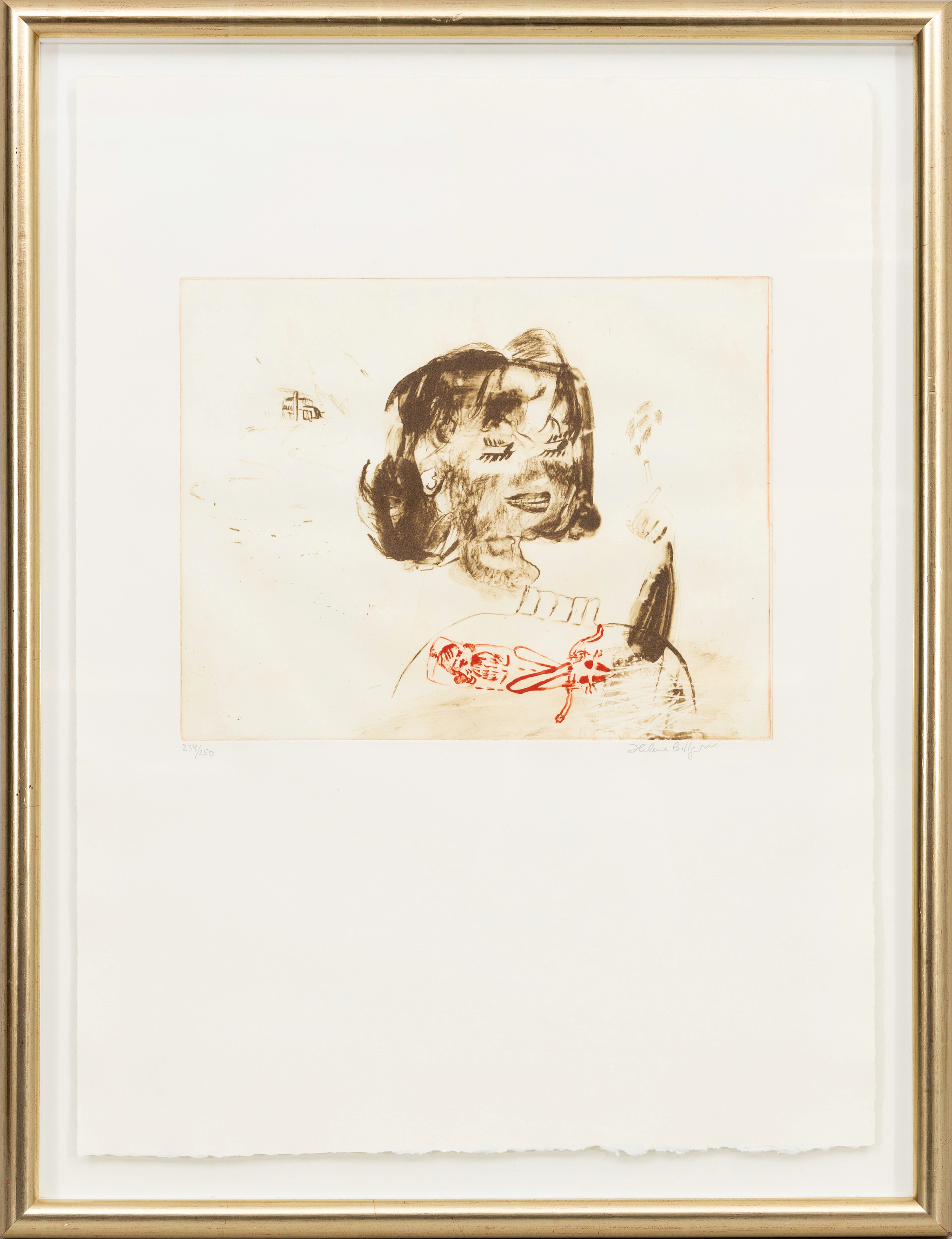 HELENE BILLGREN. Kvinna, färglitografi, signerad och numrerad, 234/250.