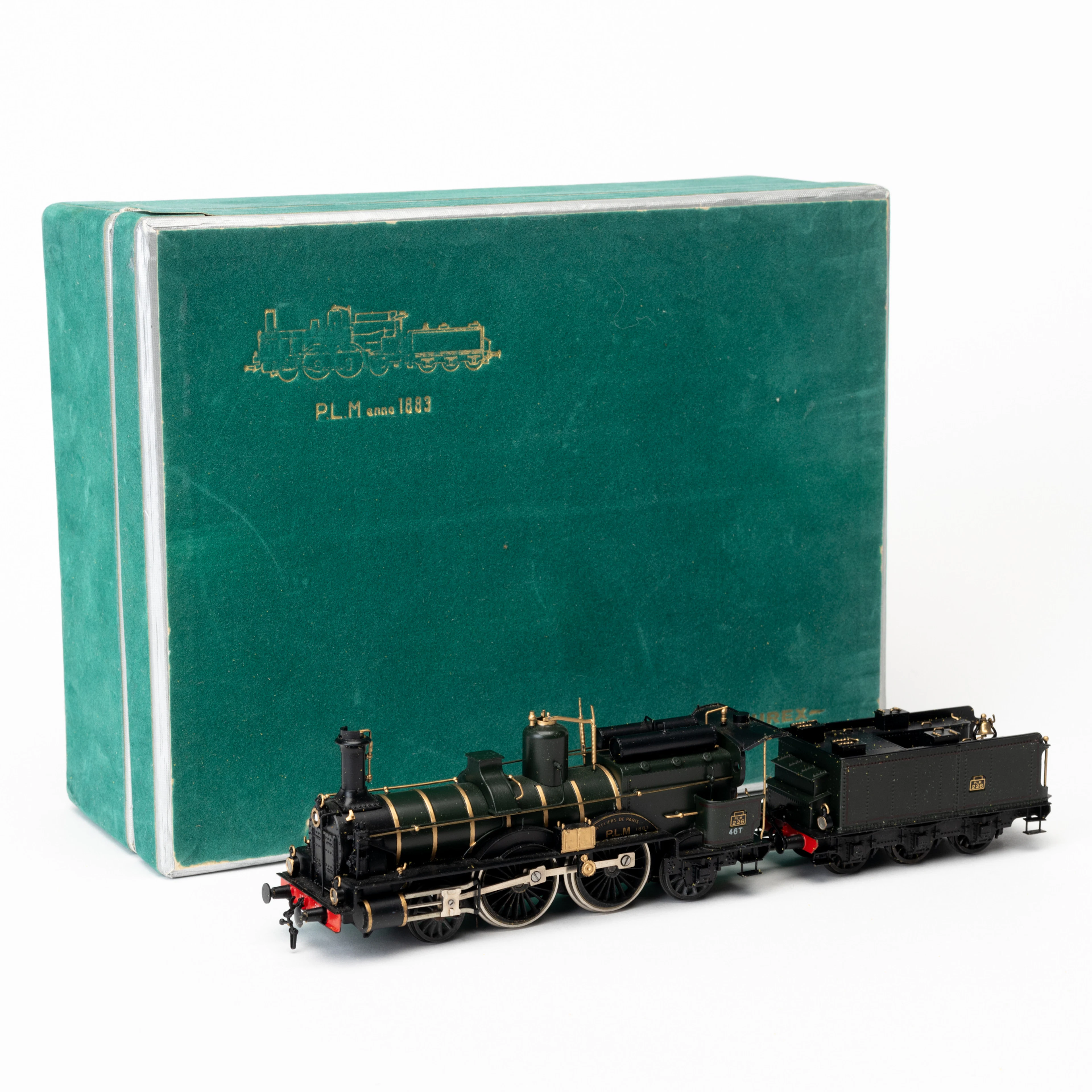 FULGUREX franskt ånglok PLM 226 anno 1813, målad mässing, originalförpackning.