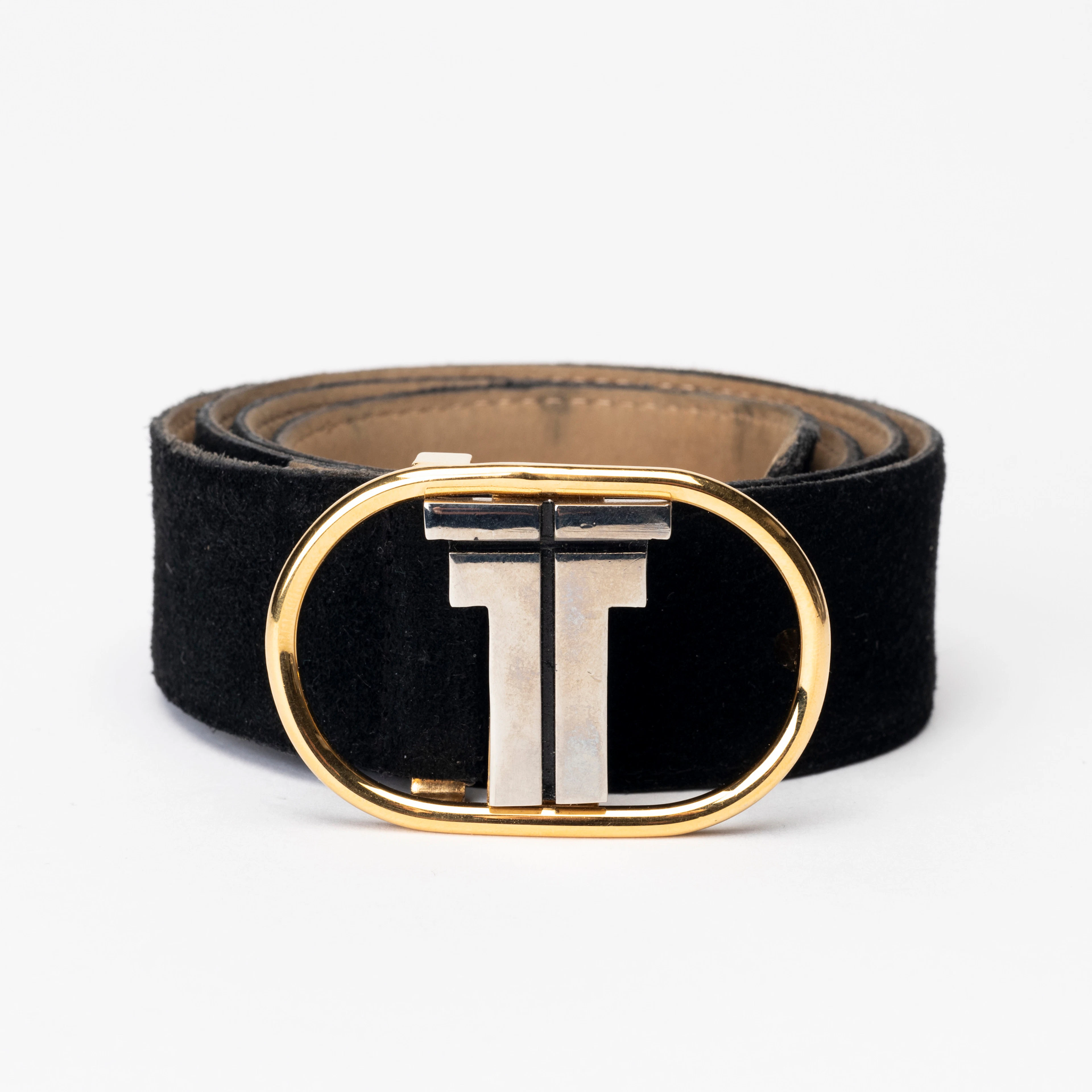 LANVIN. Bälte, mocka och metall, Paris, Frankrike, 1980-tal, (75 cm).