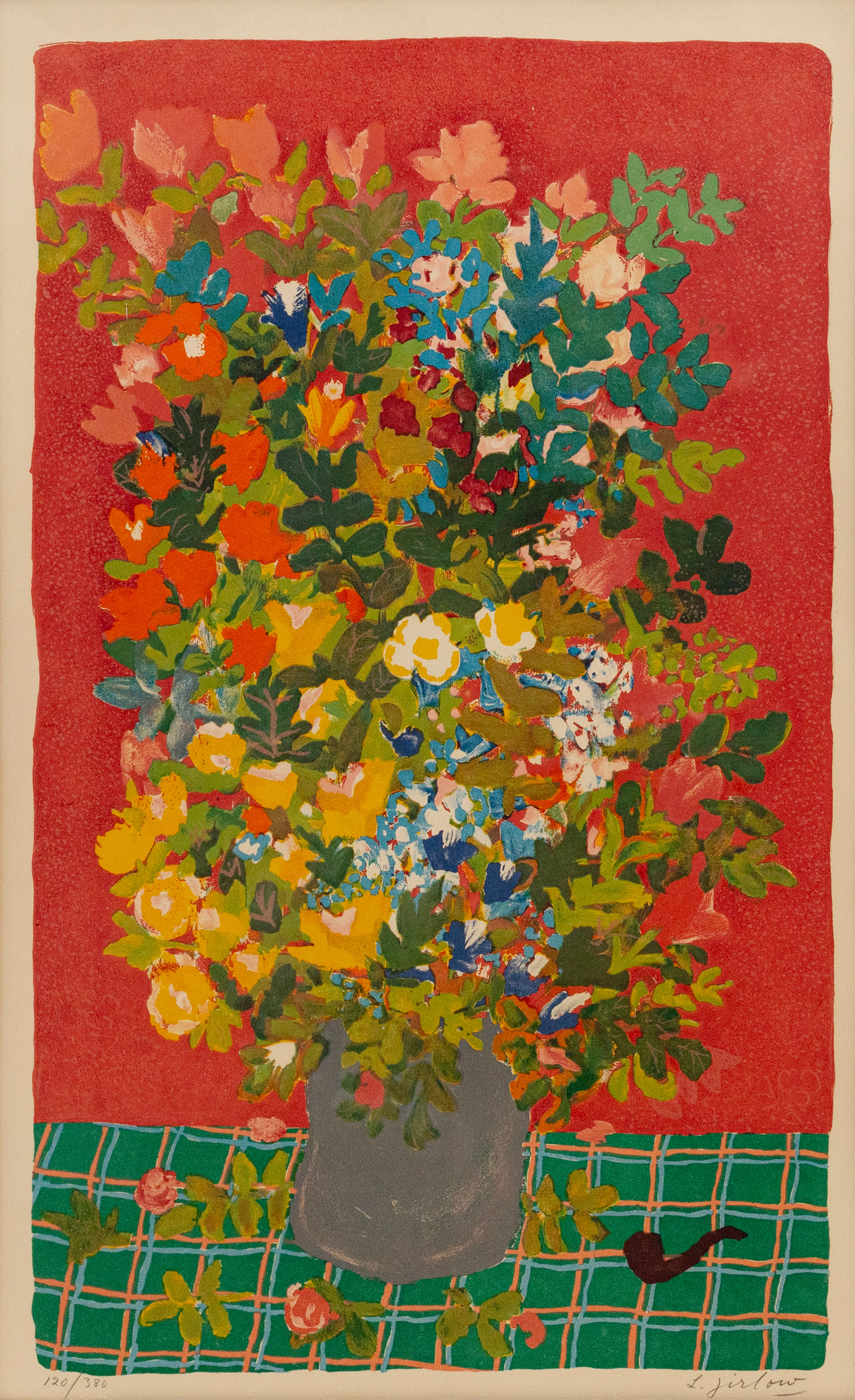 LENNART JIRLOW. Blomsterstilleben, litografi, signerad och numrerad